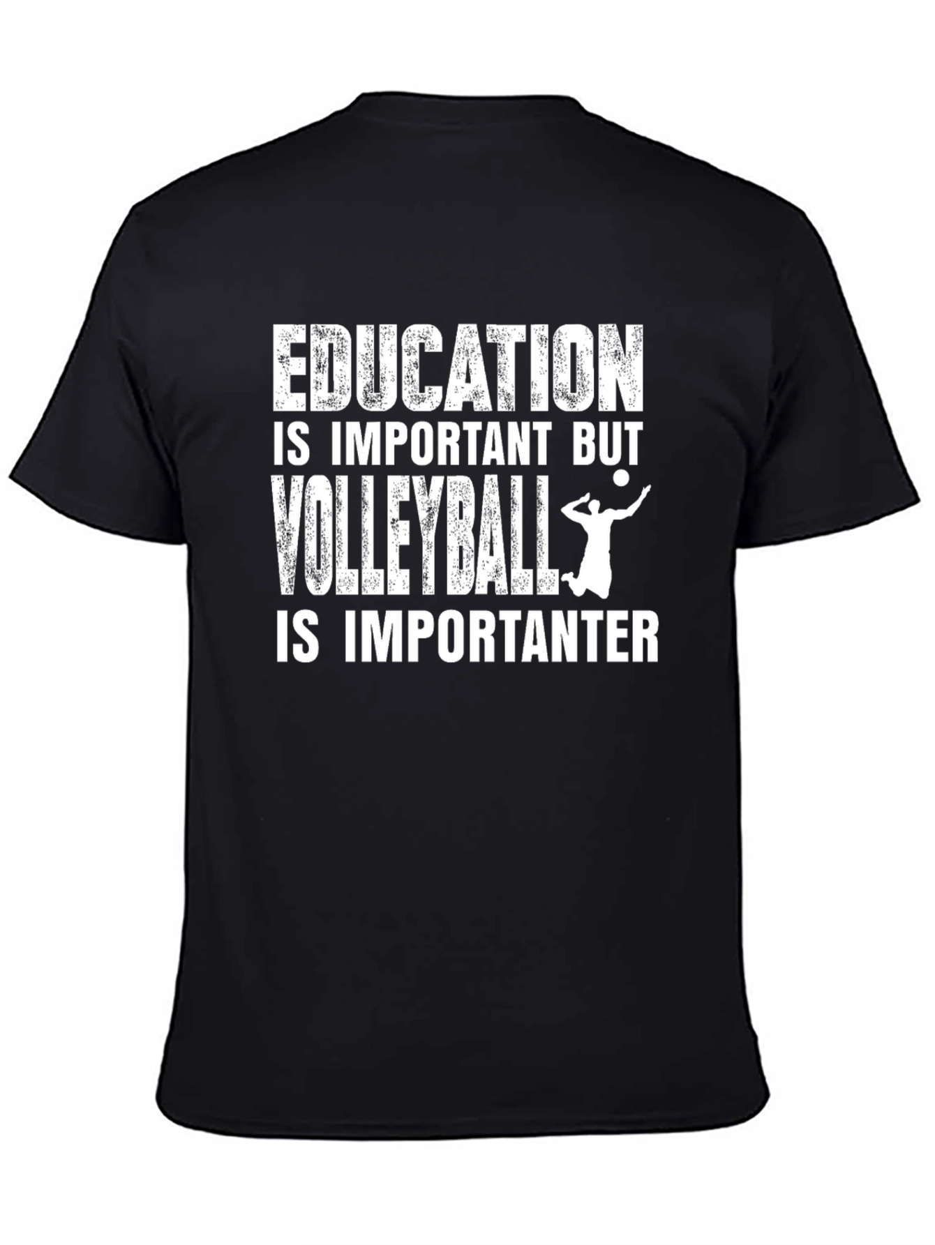 Black Volleyball Lover T-Shirt - Education is Important Humor Tee view 4