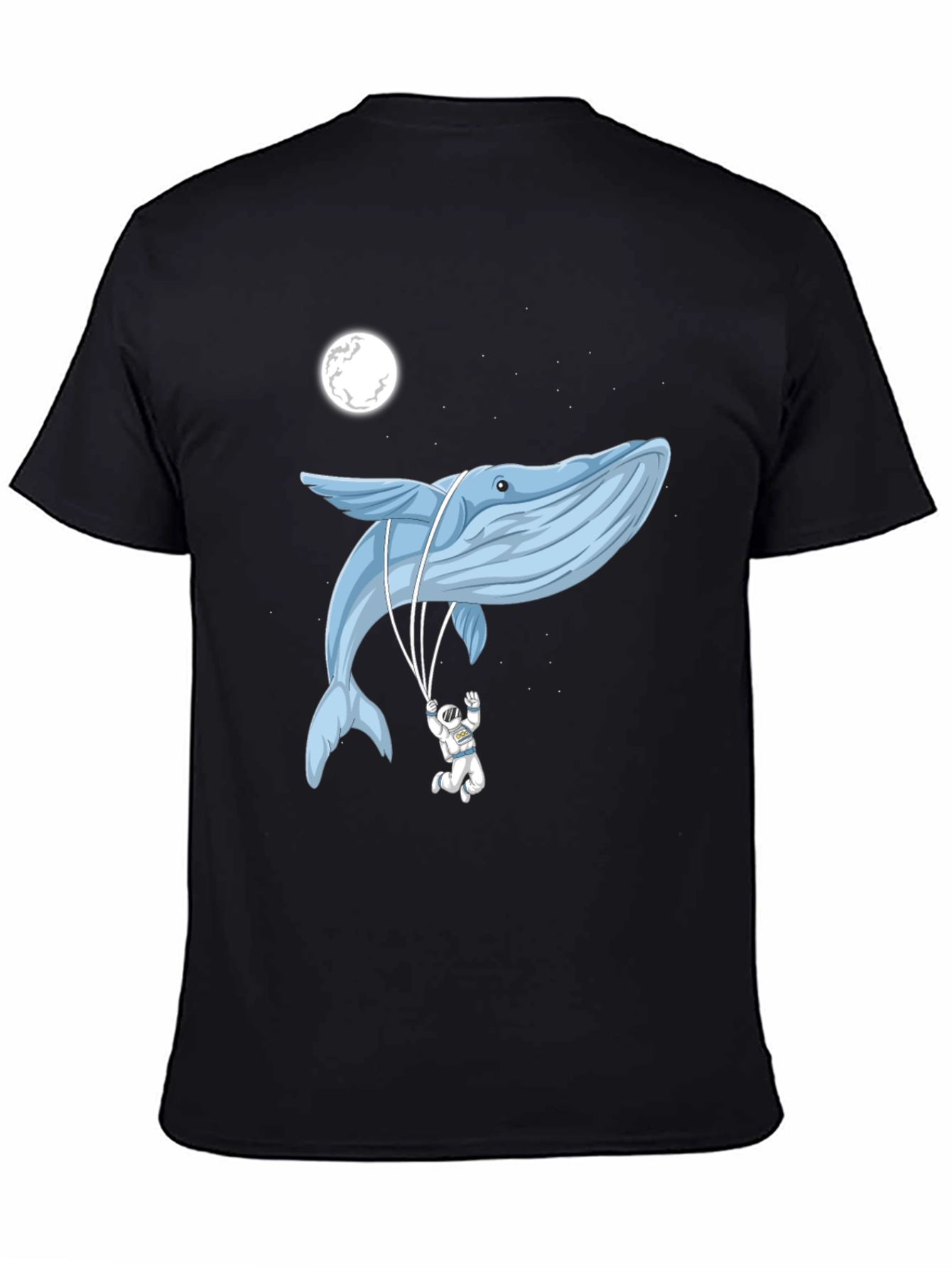 Black Whimsical Whale & Astronaut Graphic Tee view 4
