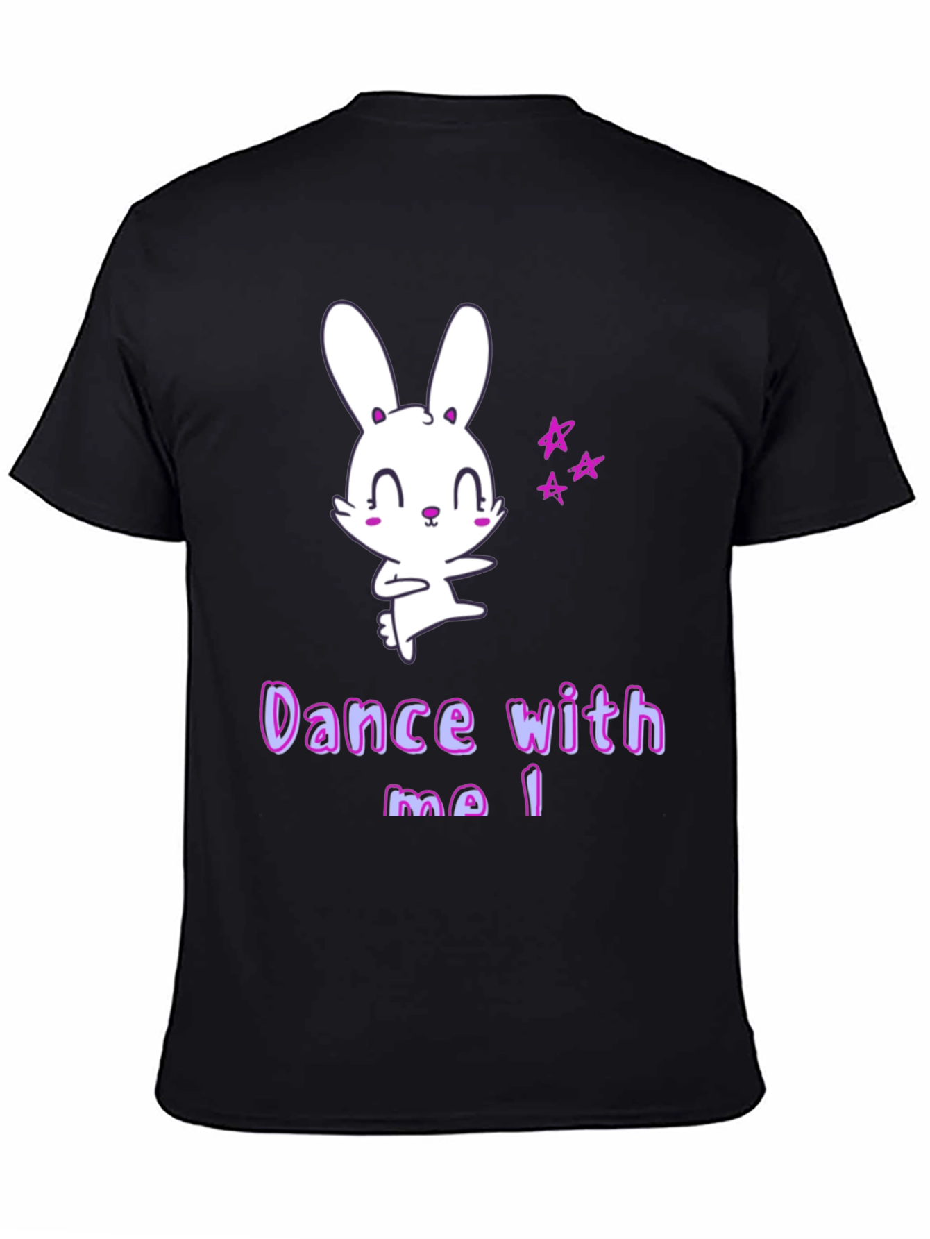 Black Cute Cartoon Bunny Dance With Me T-Shirt view 4