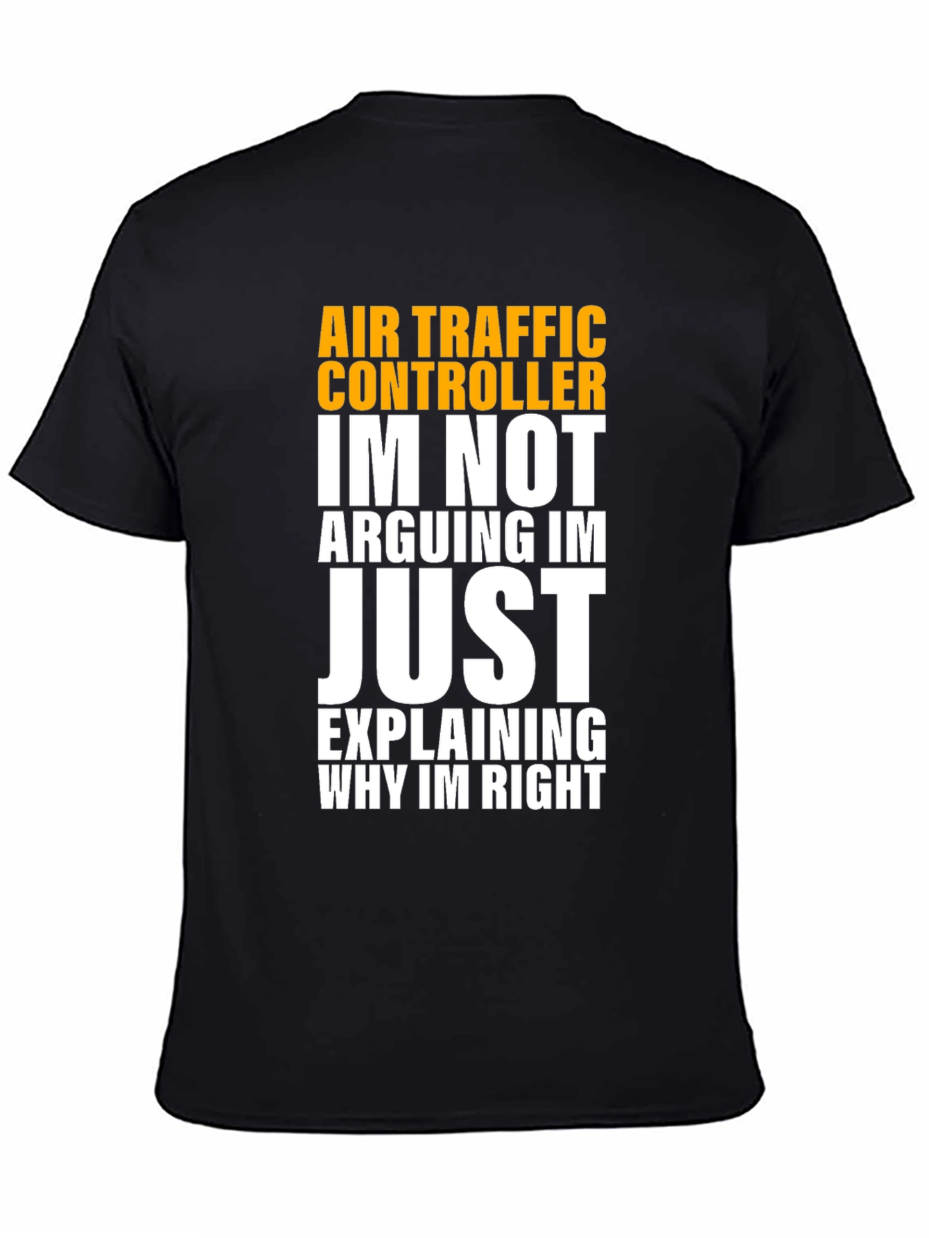 Black Air Traffic Controller Humor T-Shirt view 4