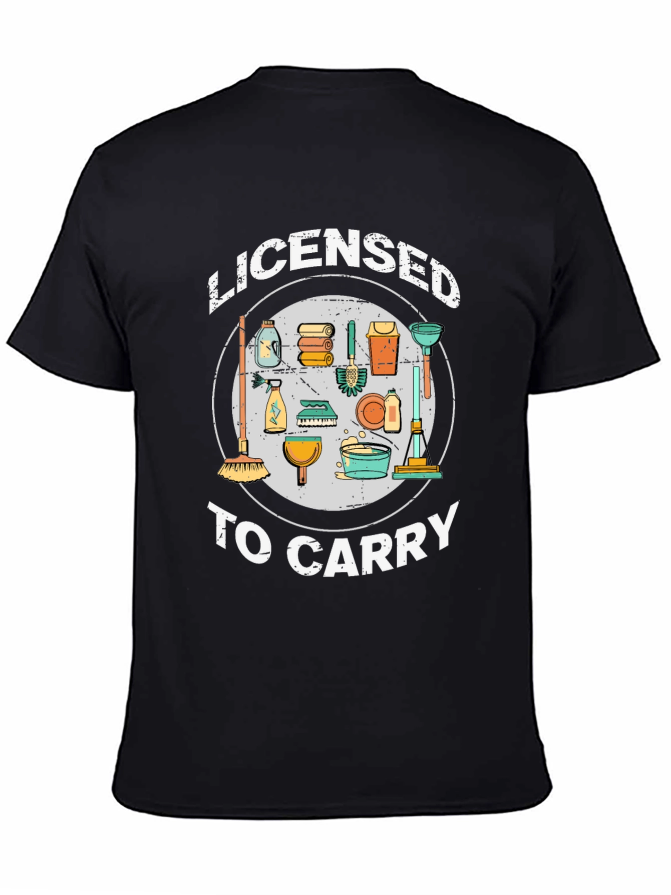 Black Licensed to Carry Cleaning Crew T-Shirt view 4