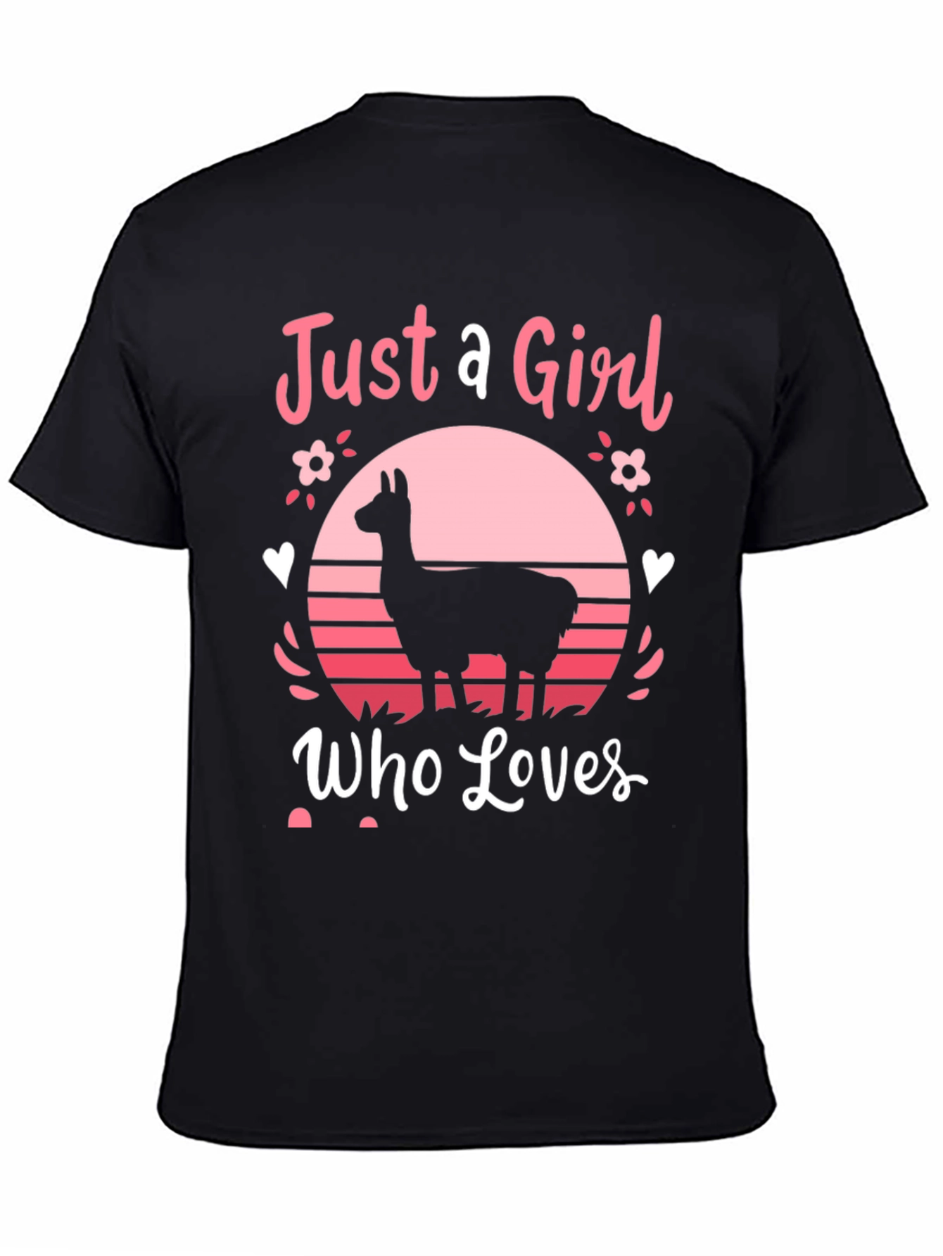 Black Just A Girl Who Loves Llamas T-Shirt view 4