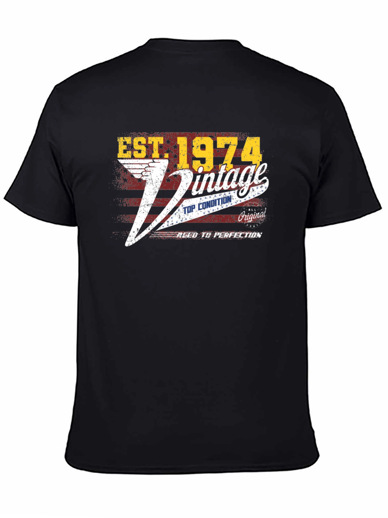 Black Est. 1974 Vintage Style T-Shirt view 4