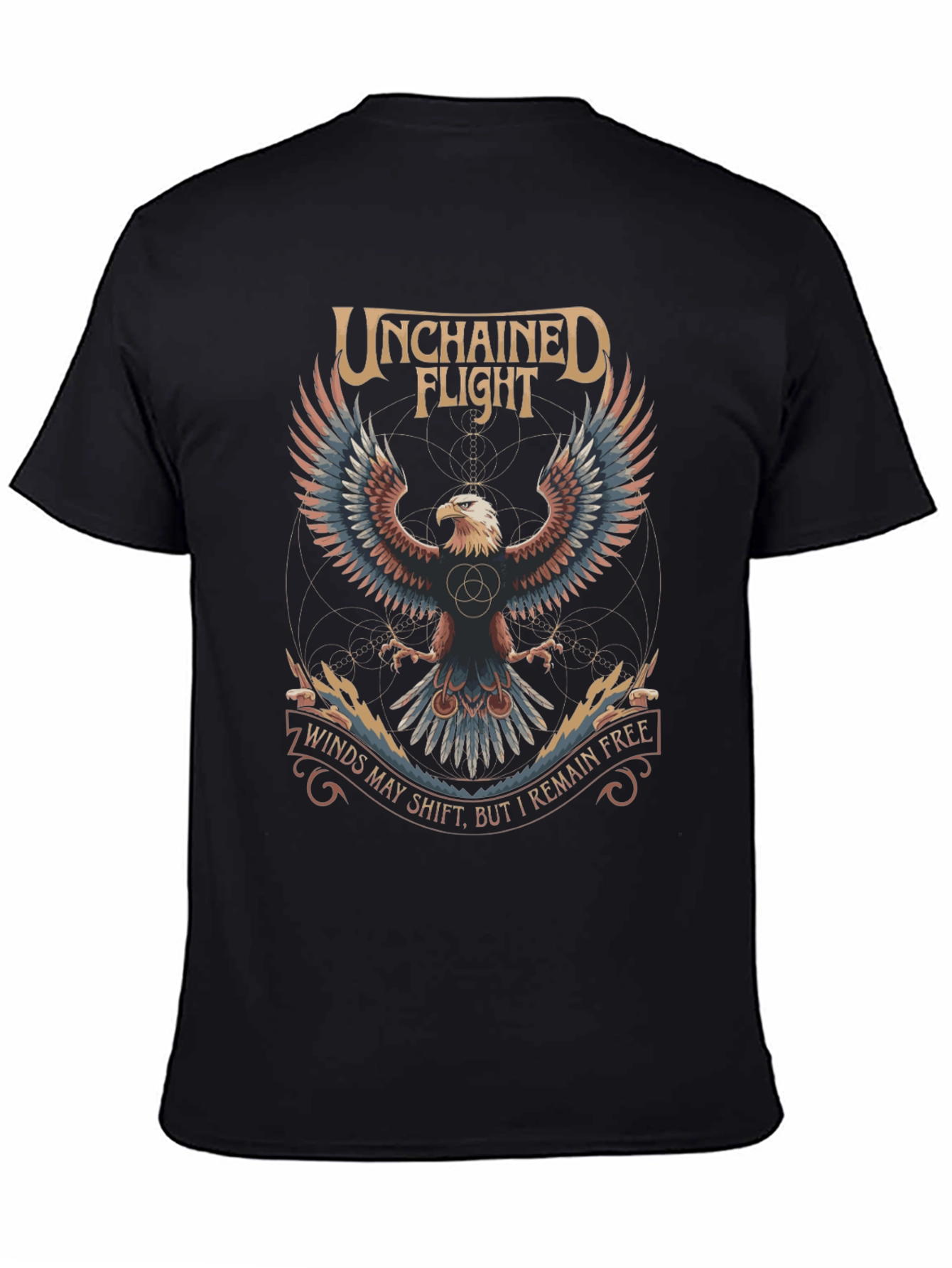 Black Unchained Flight Eagle Graphic Tee - Black view 4