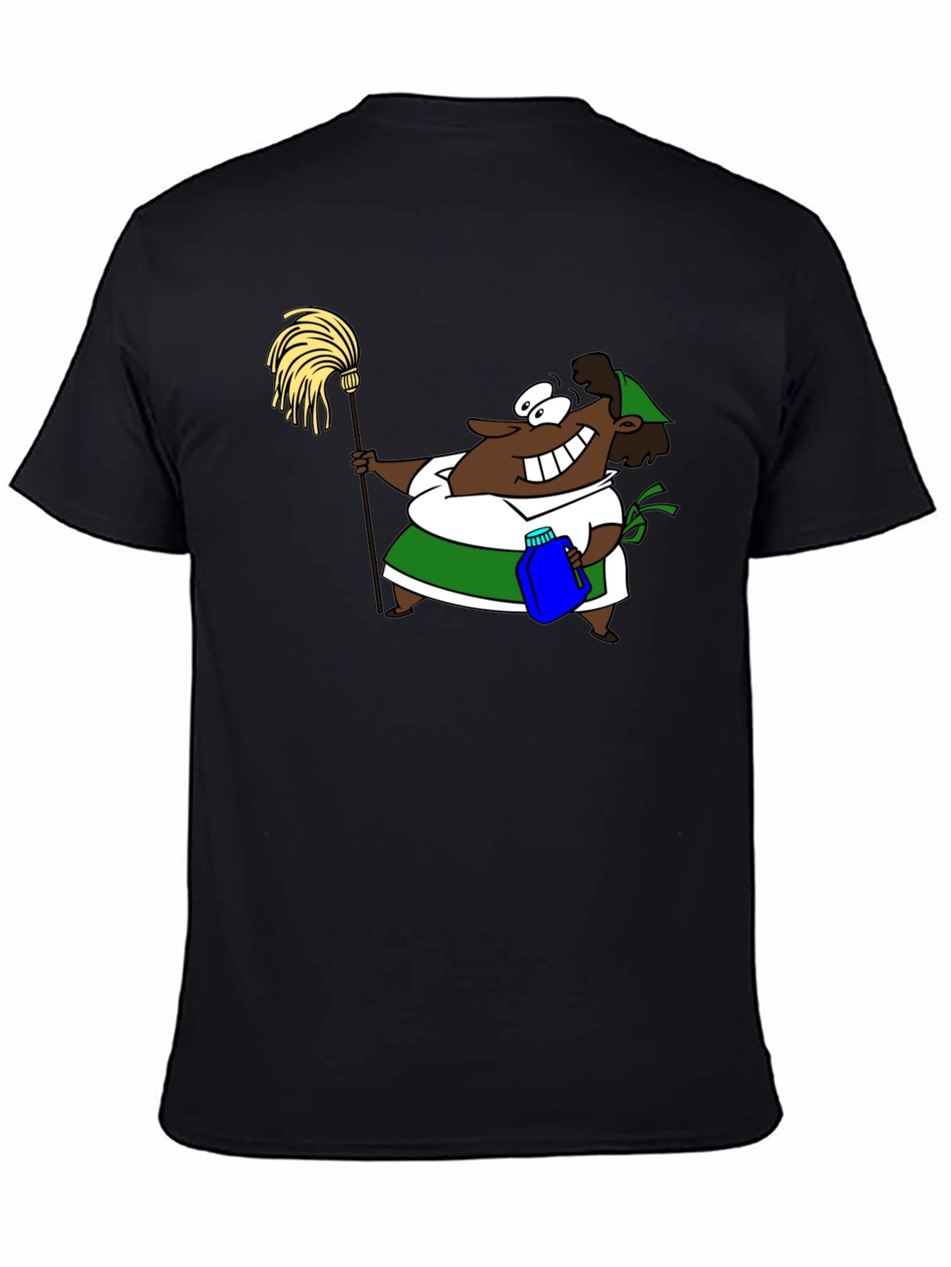 Black Cartoon Cleaning Lady Graphic Tee view 4