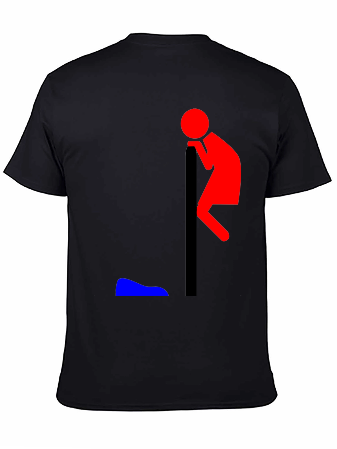 Black Funny Leaning Man Graphic T-Shirt view 4