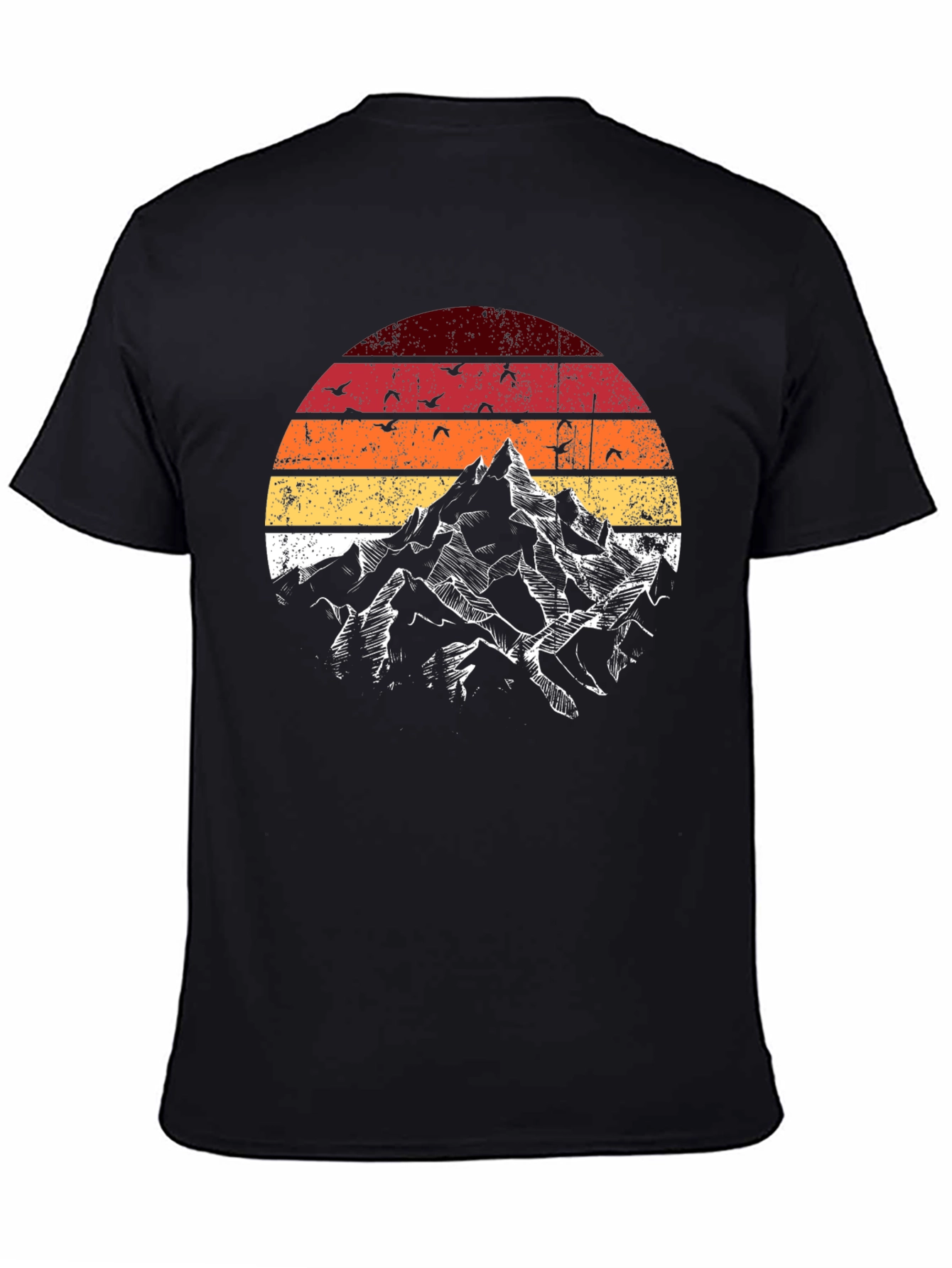 Black Vintage Mountain Sunset Graphic Tee view 4