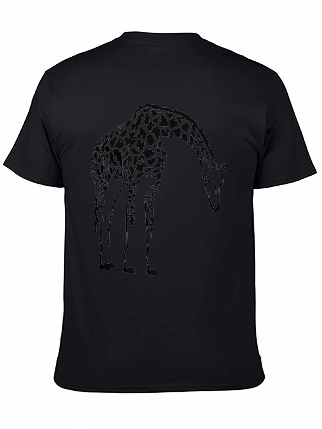 Black Giraffe Graphic Print Crew Neck T-Shirt view 4