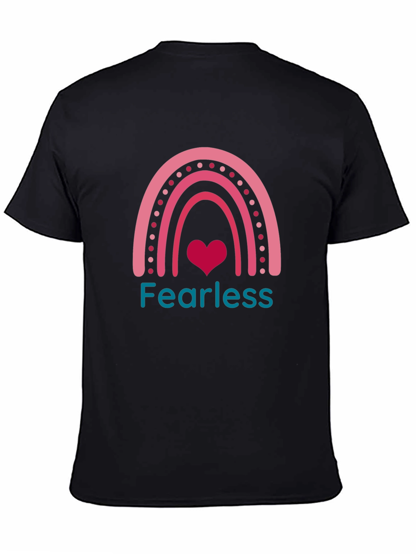 Black Fearless Rainbow Heart Graphic T-Shirt - Stylish & Trendy view 4