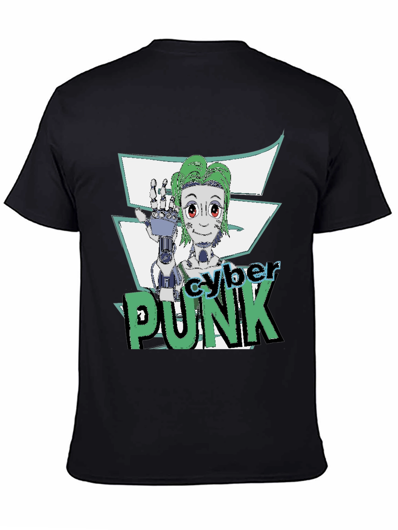 Black Cyberpunk Graphic Tee - Futuristic Style view 4