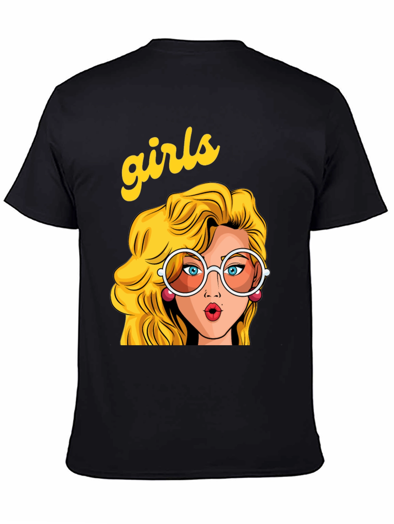Black Retro 'Girls' Graphic Print Black T-Shirt view 4