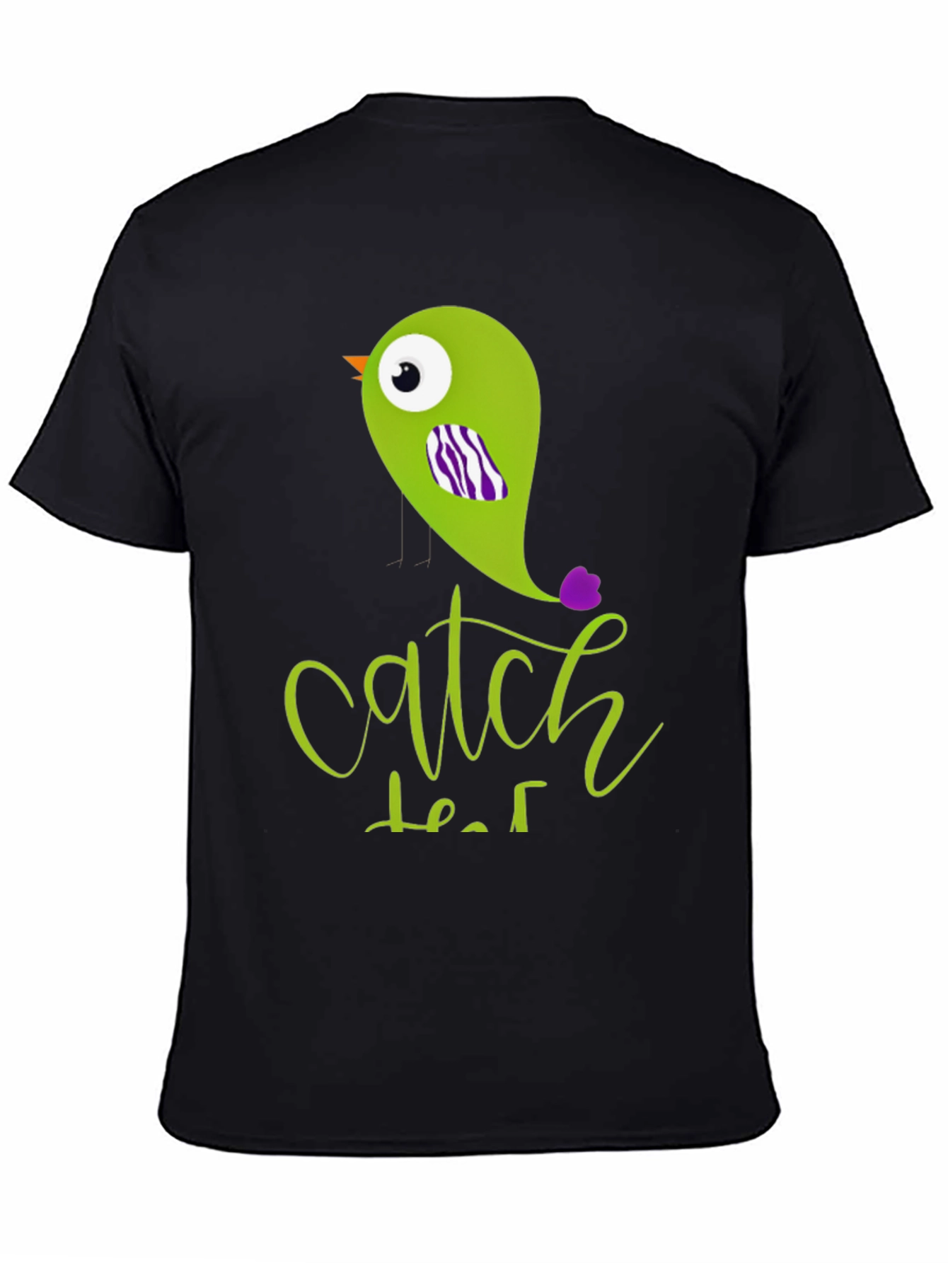 Black Catch That Bird Graphic Tee - Men's Black T-Shirt view 4