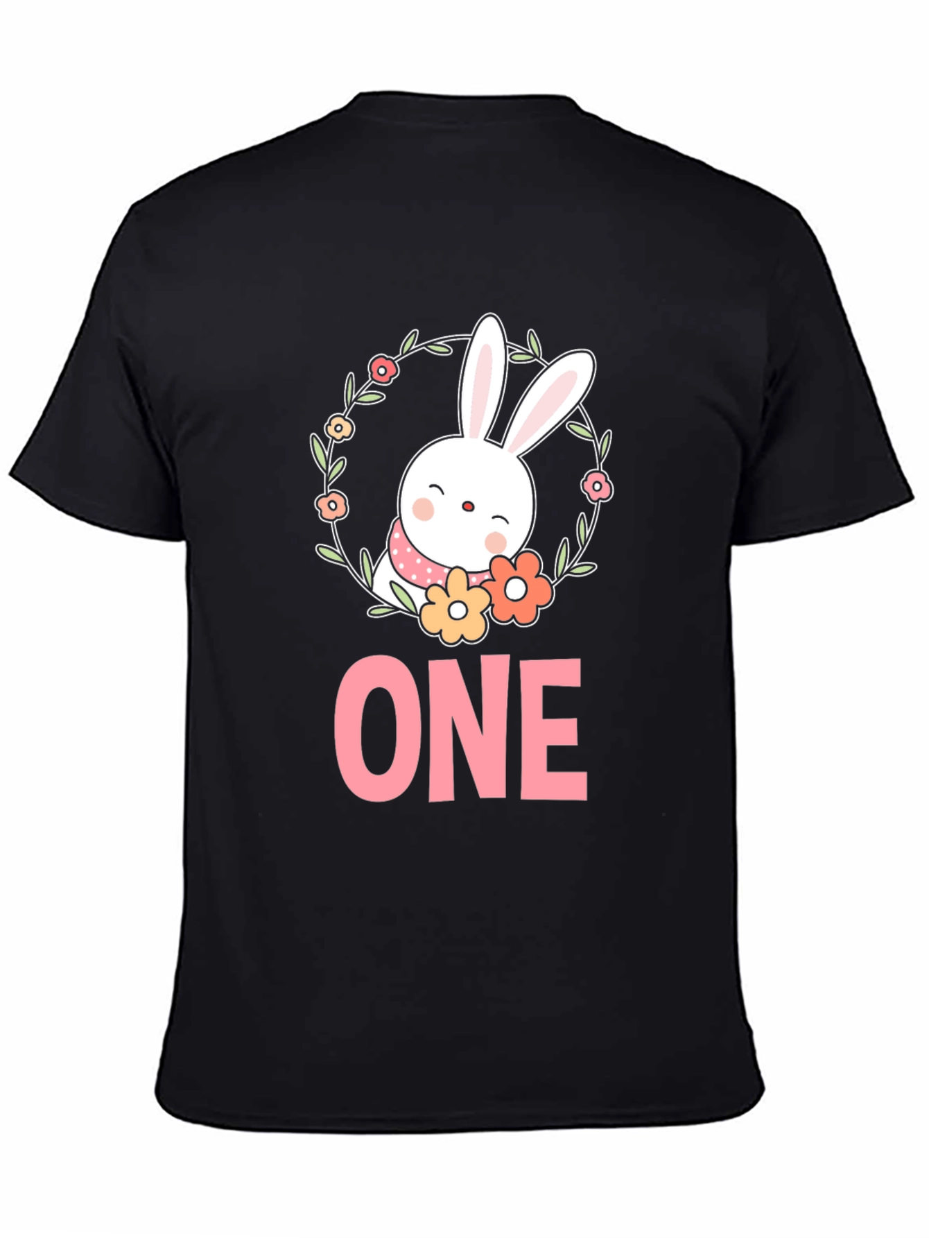 Black Bunny ONE - Baby's First Birthday T-Shirt view 4