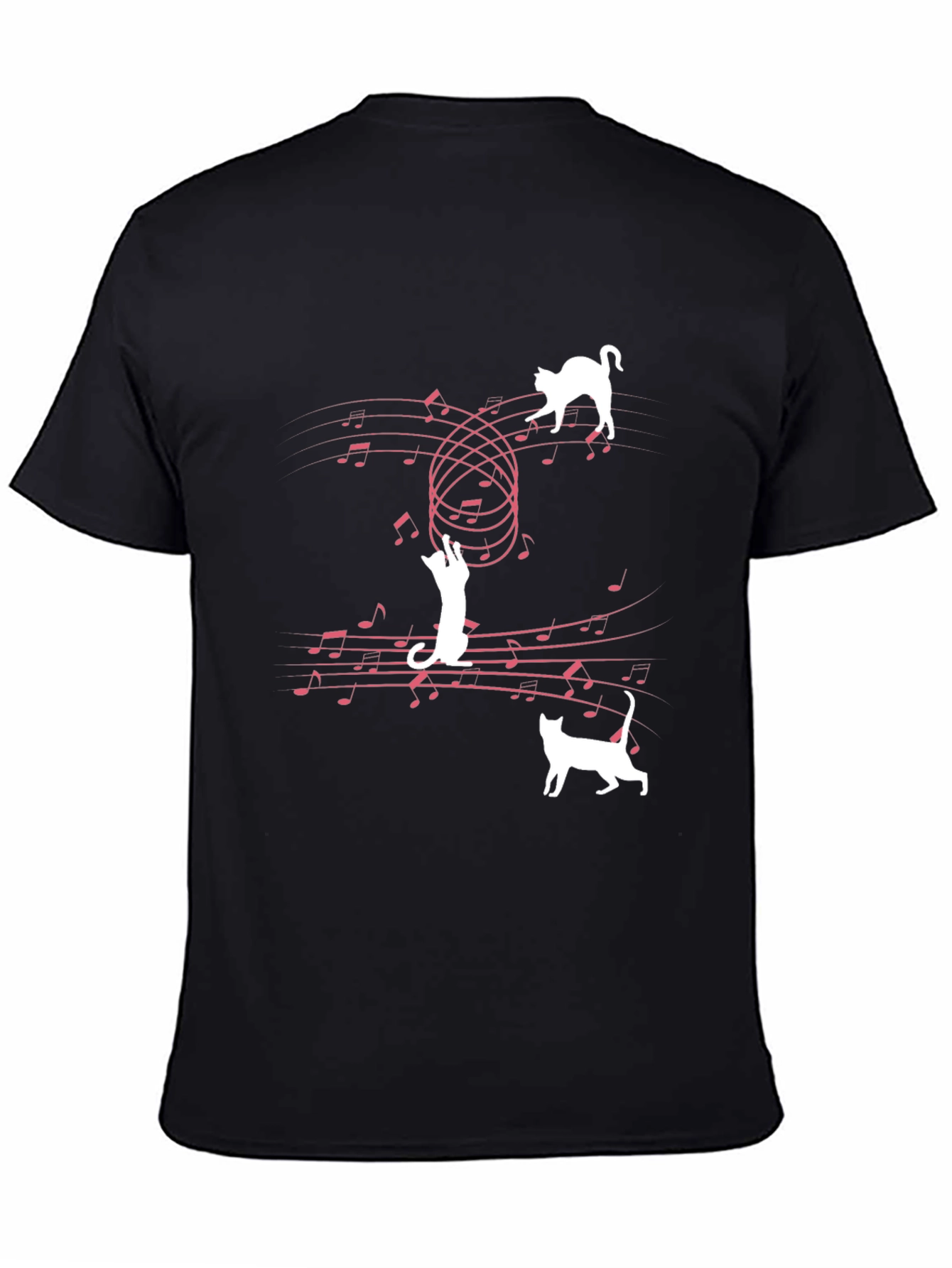 Black Musical Cats T-Shirt - Playful Feline Design view 4