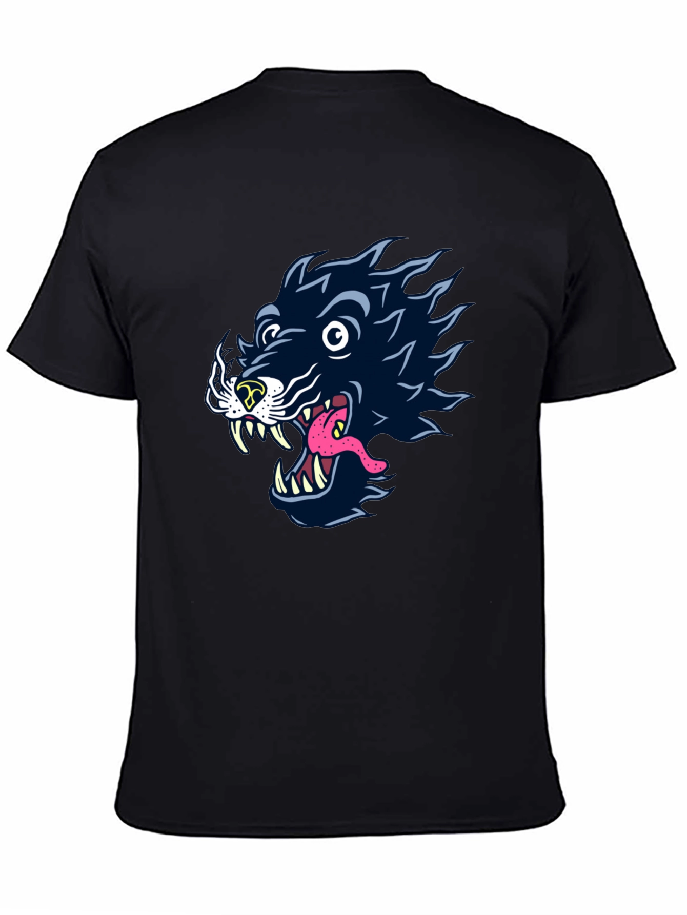 Black Wolf Graphic Tee - Black Cotton T-Shirt view 4