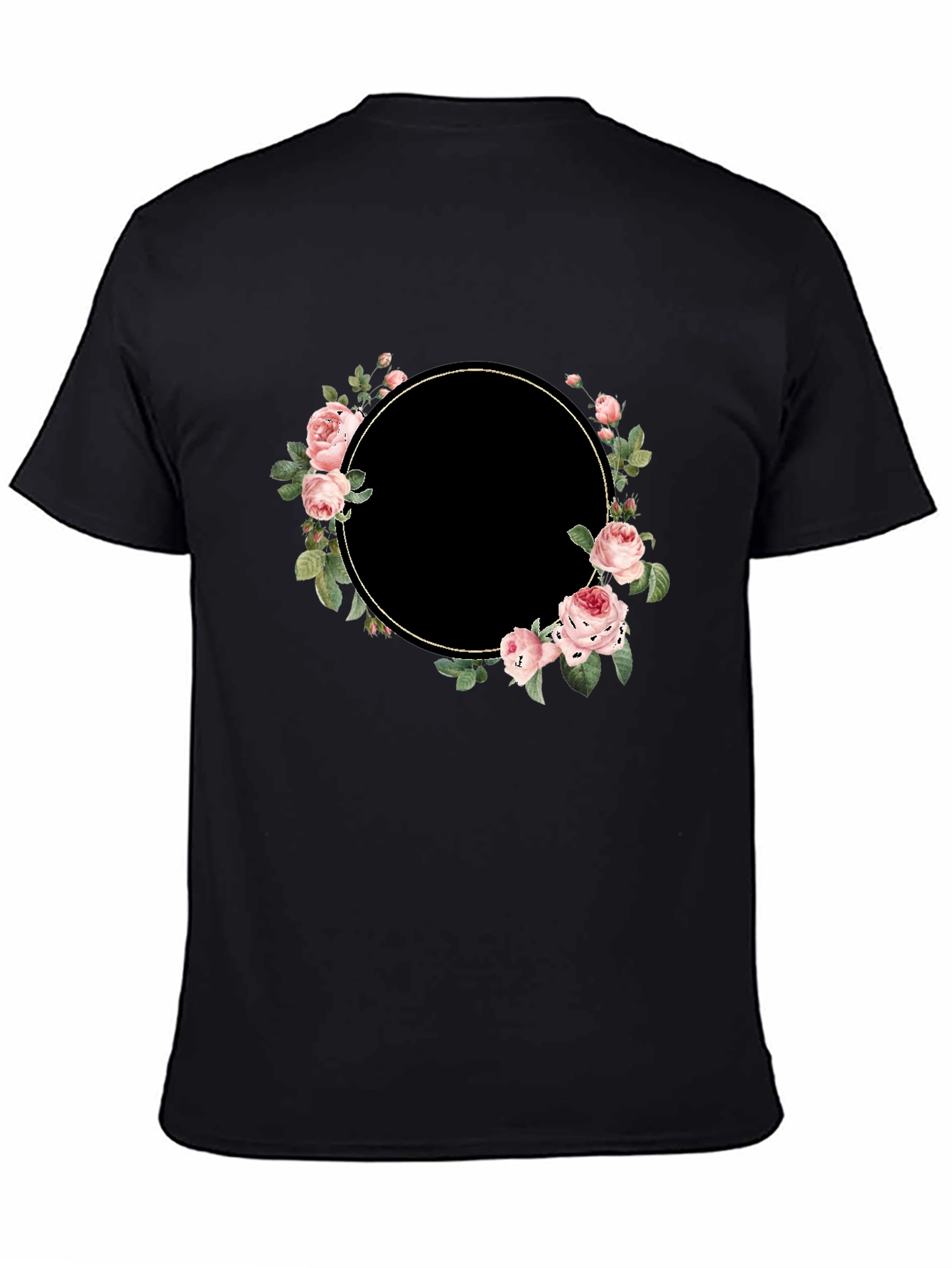 Black Floral Wreath Black T-Shirt - Stylish and Unique view 4