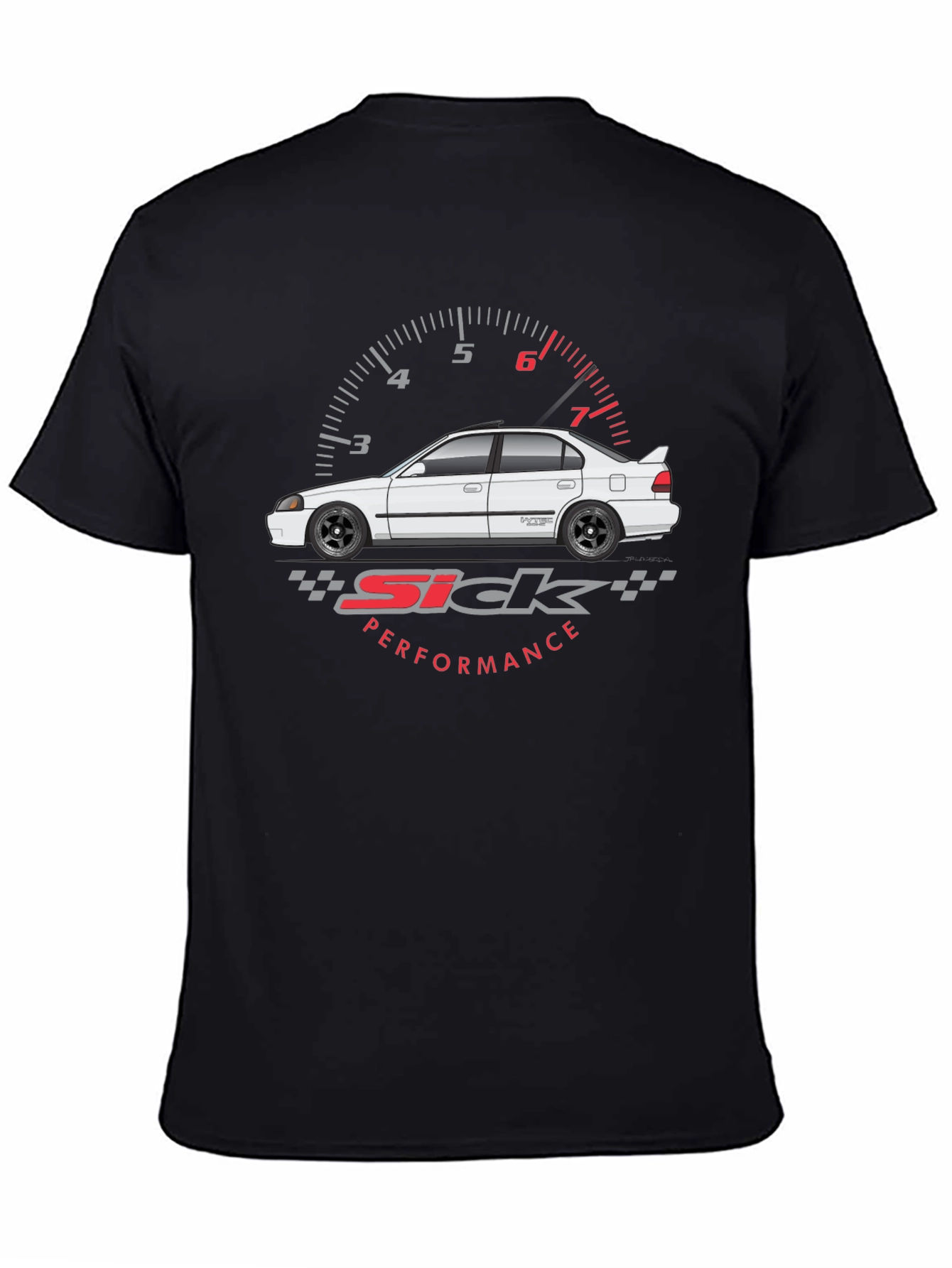 Black Sick Performance Car Graphic T-Shirt view 4