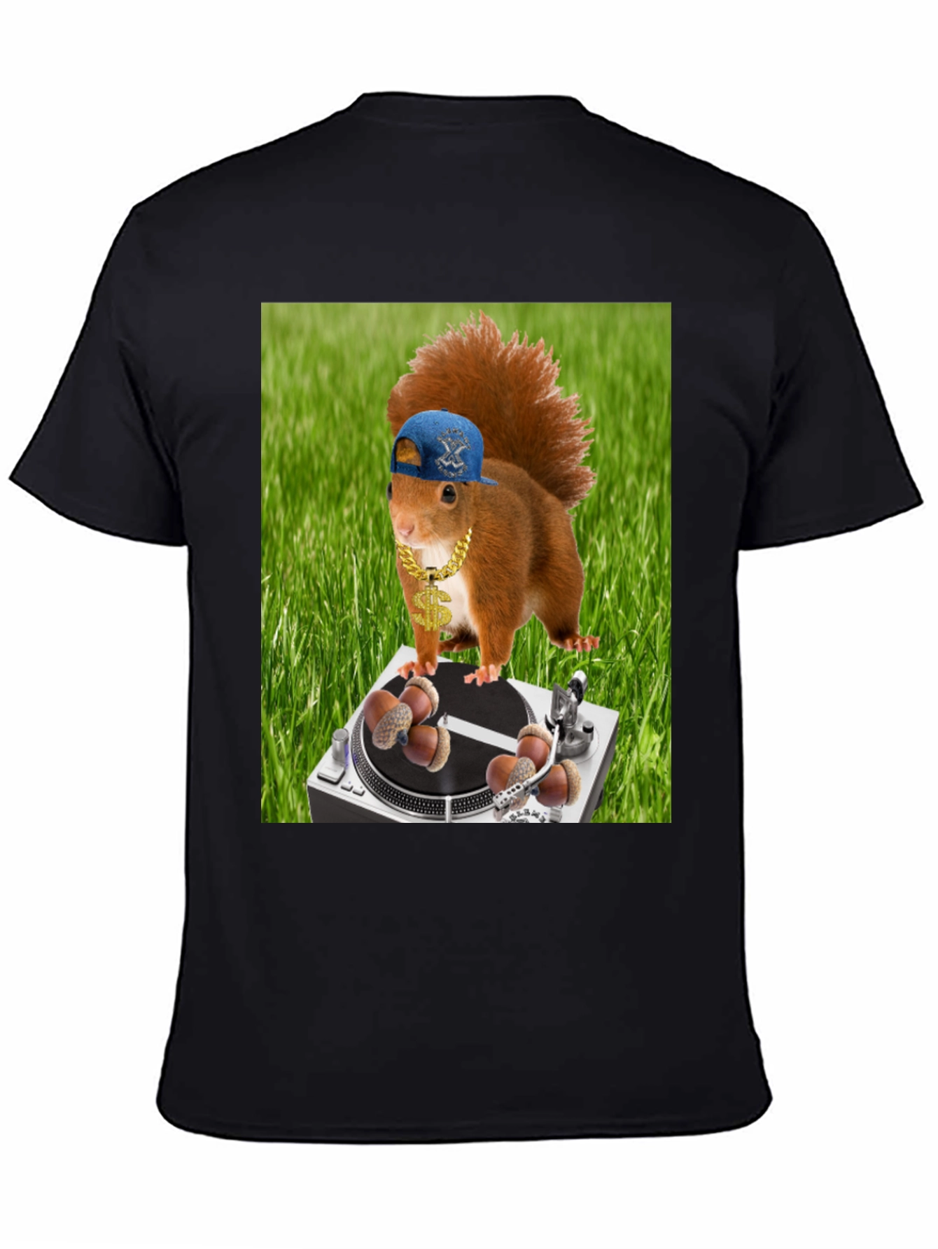 Black Funny Squirrel DJ T-Shirt - Party Animal view 4