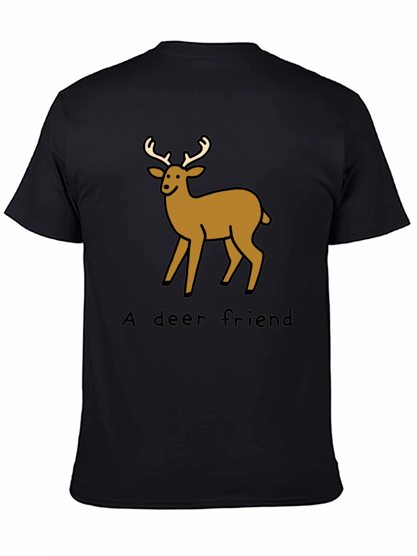 Black A Deer Friend Graphic Tee - Soft Black Cotton view 4