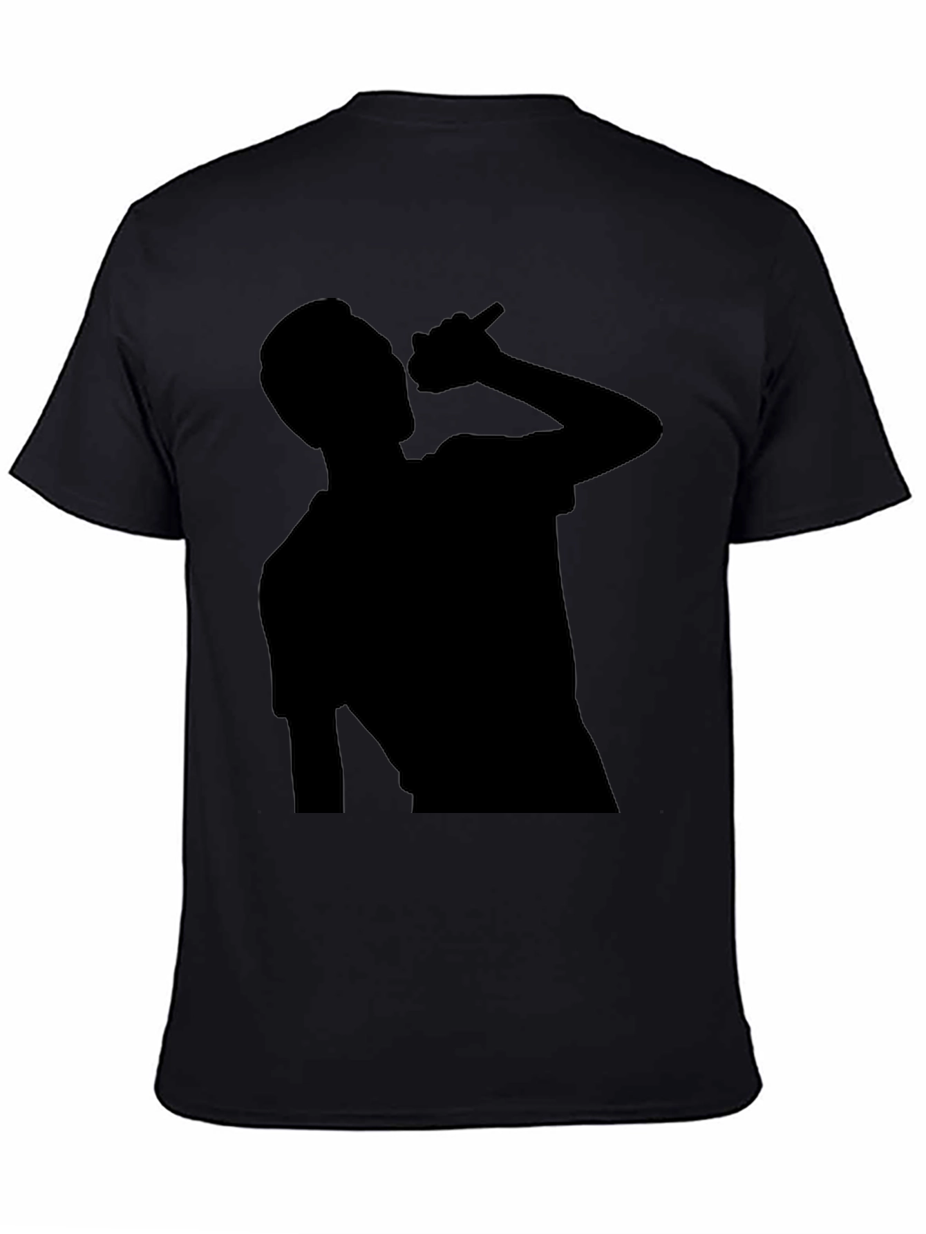 Black Silhouette Singer Graphic Tee - Black Cotton T-Shirt view 4