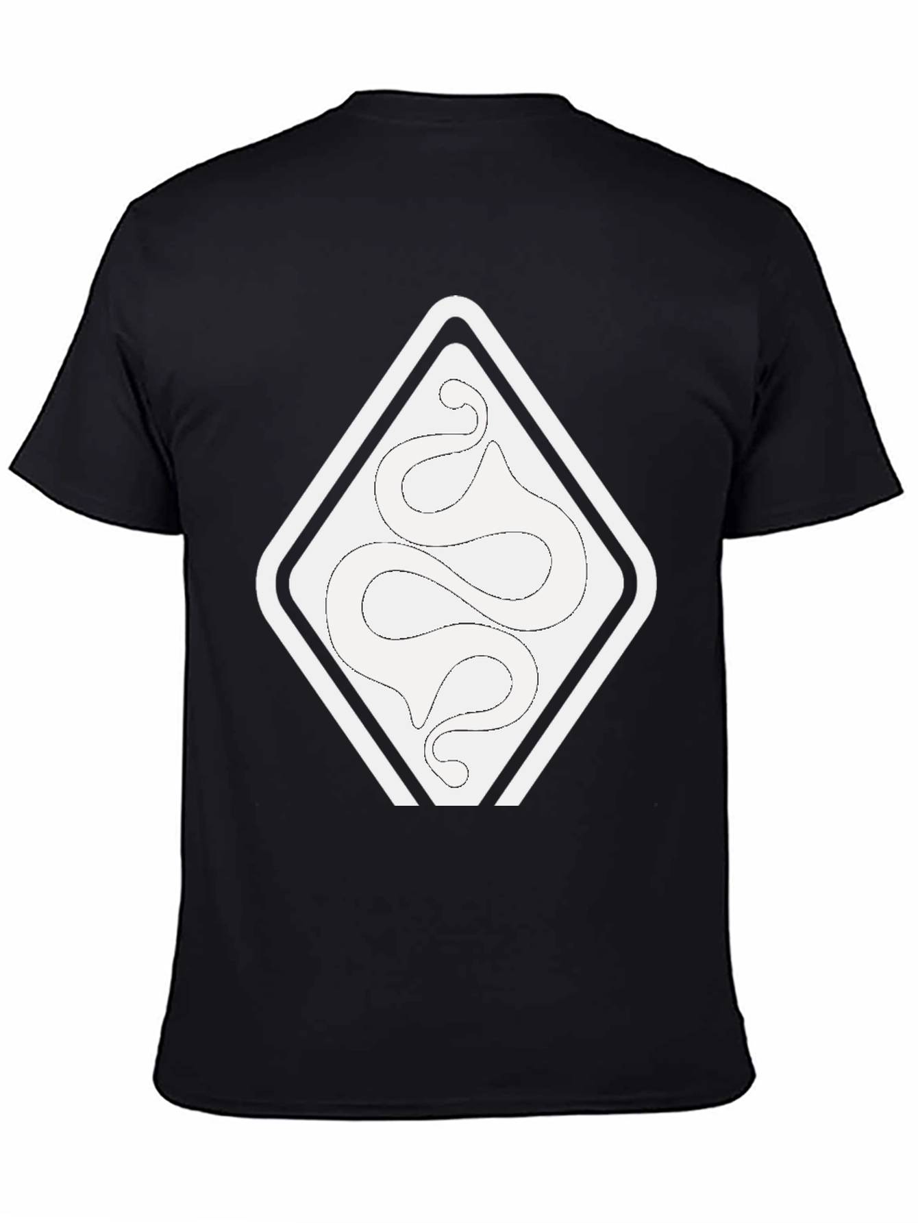 Black Modern Graphic Tee: Abstract Snake Design view 4
