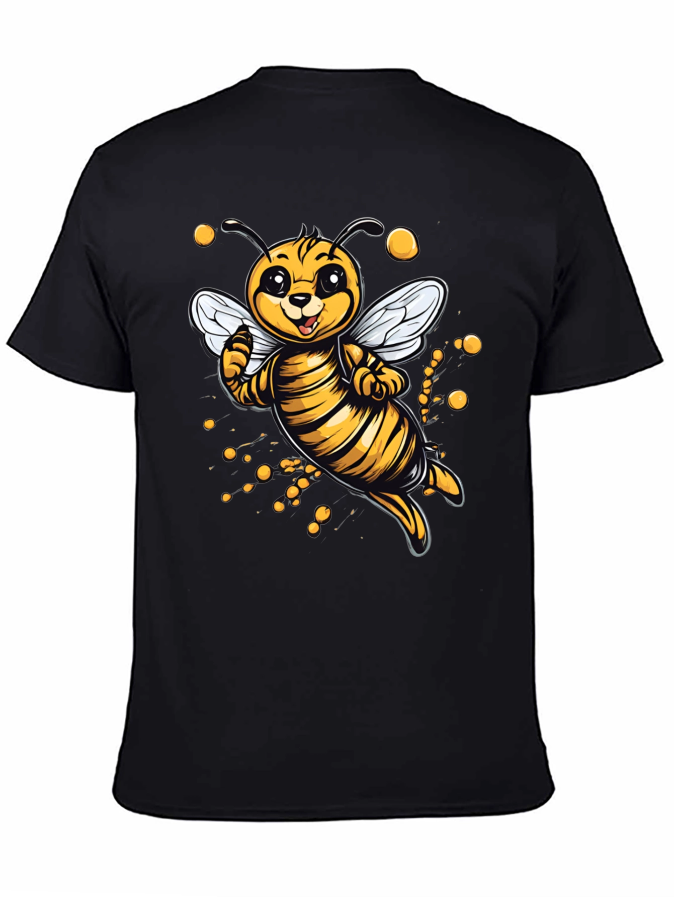 Black Cute Cartoon Bee Graphic T-Shirt view 4