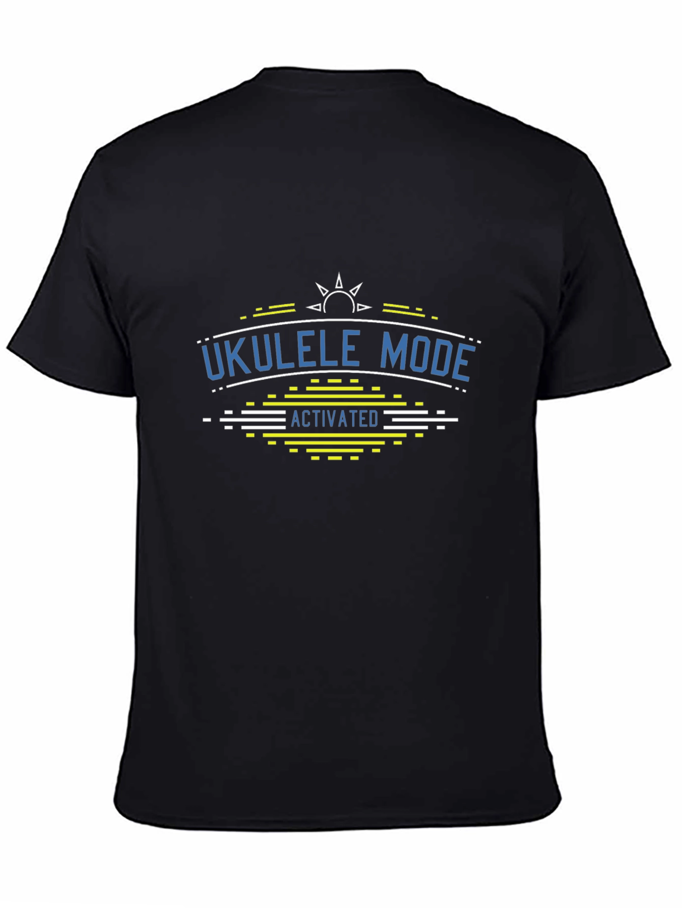 Black Ukulele Mode Activated Black T-Shirt view 4