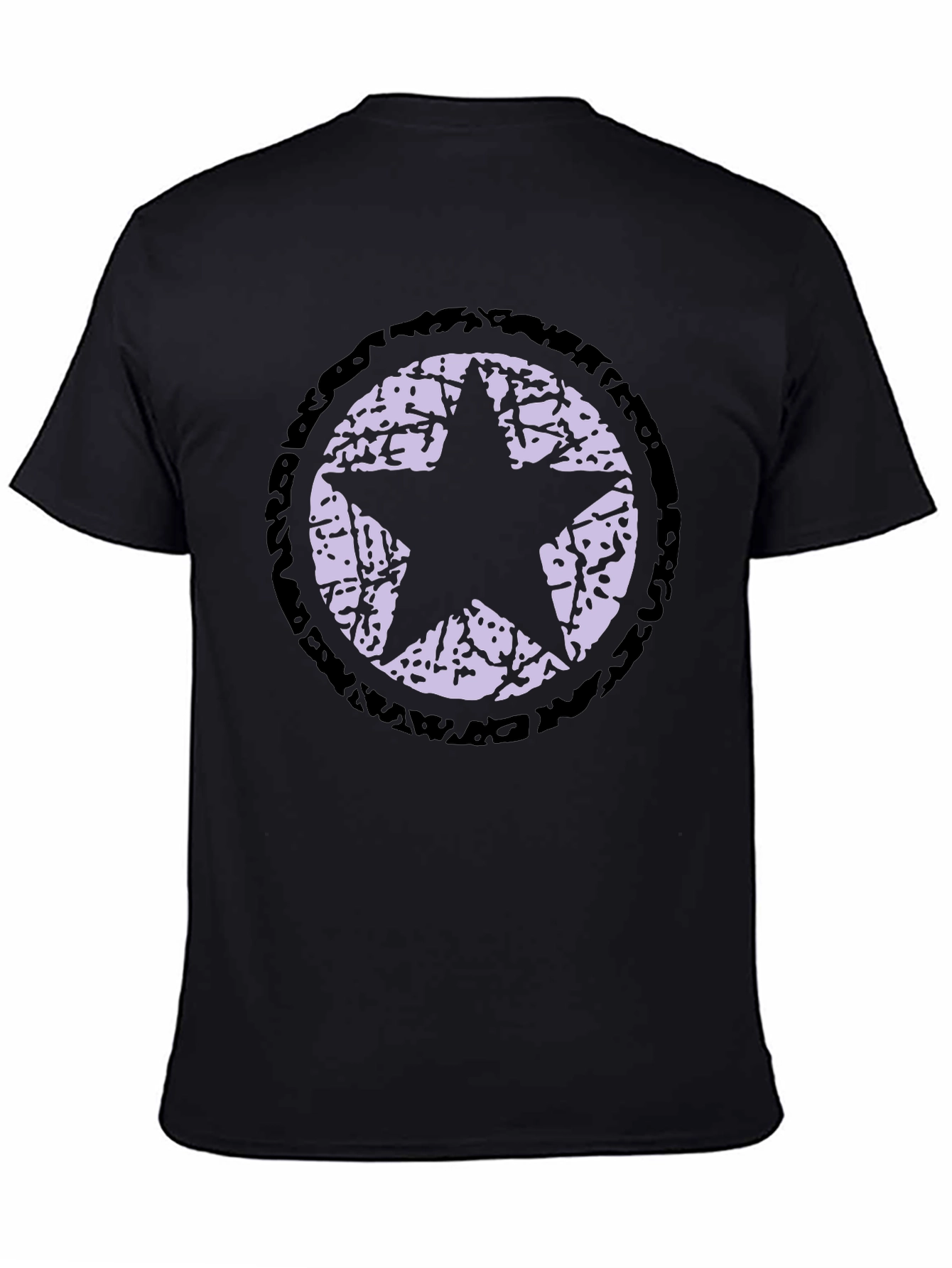 Black Distressed Star Graphic Black T-Shirt view 4