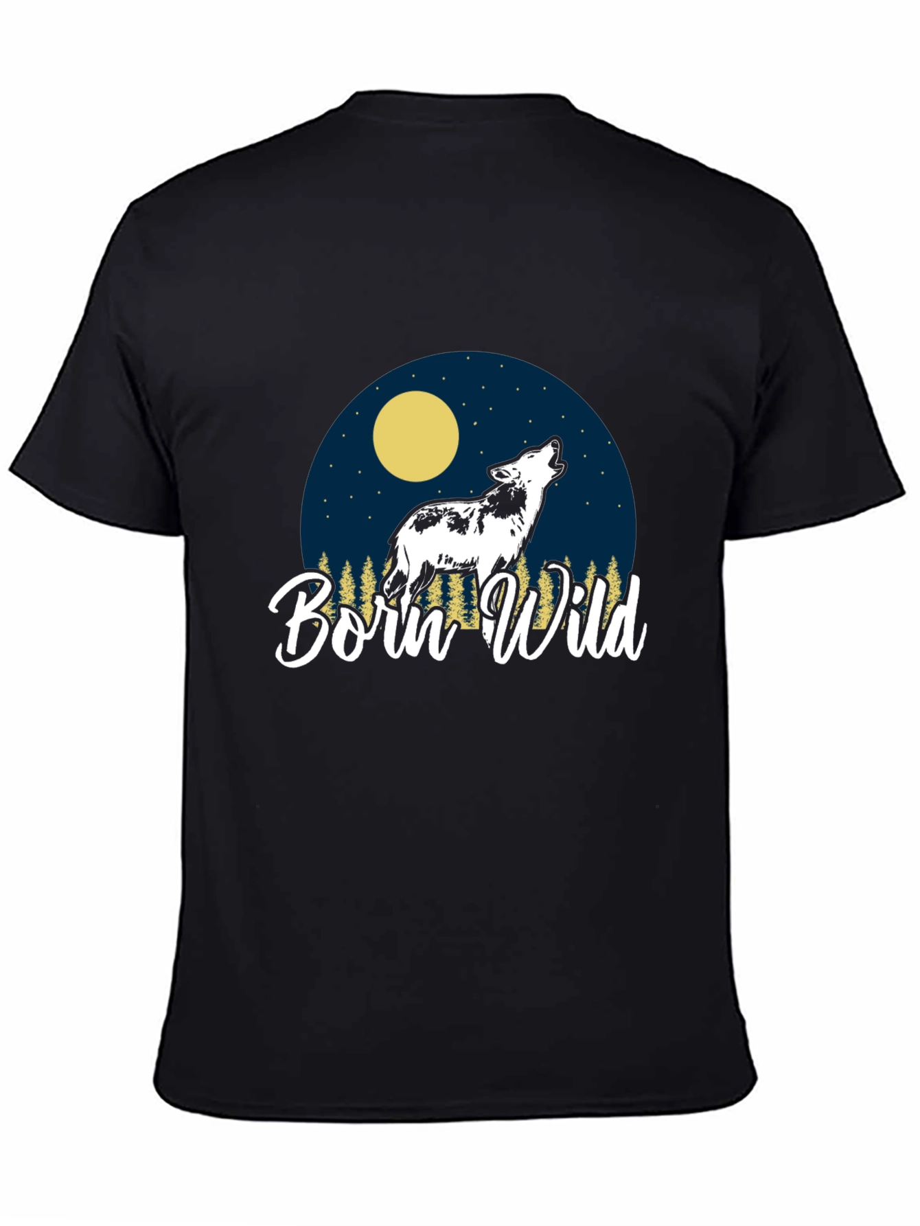 Black Born Wild Wolf Graphic T-Shirt - Black view 4