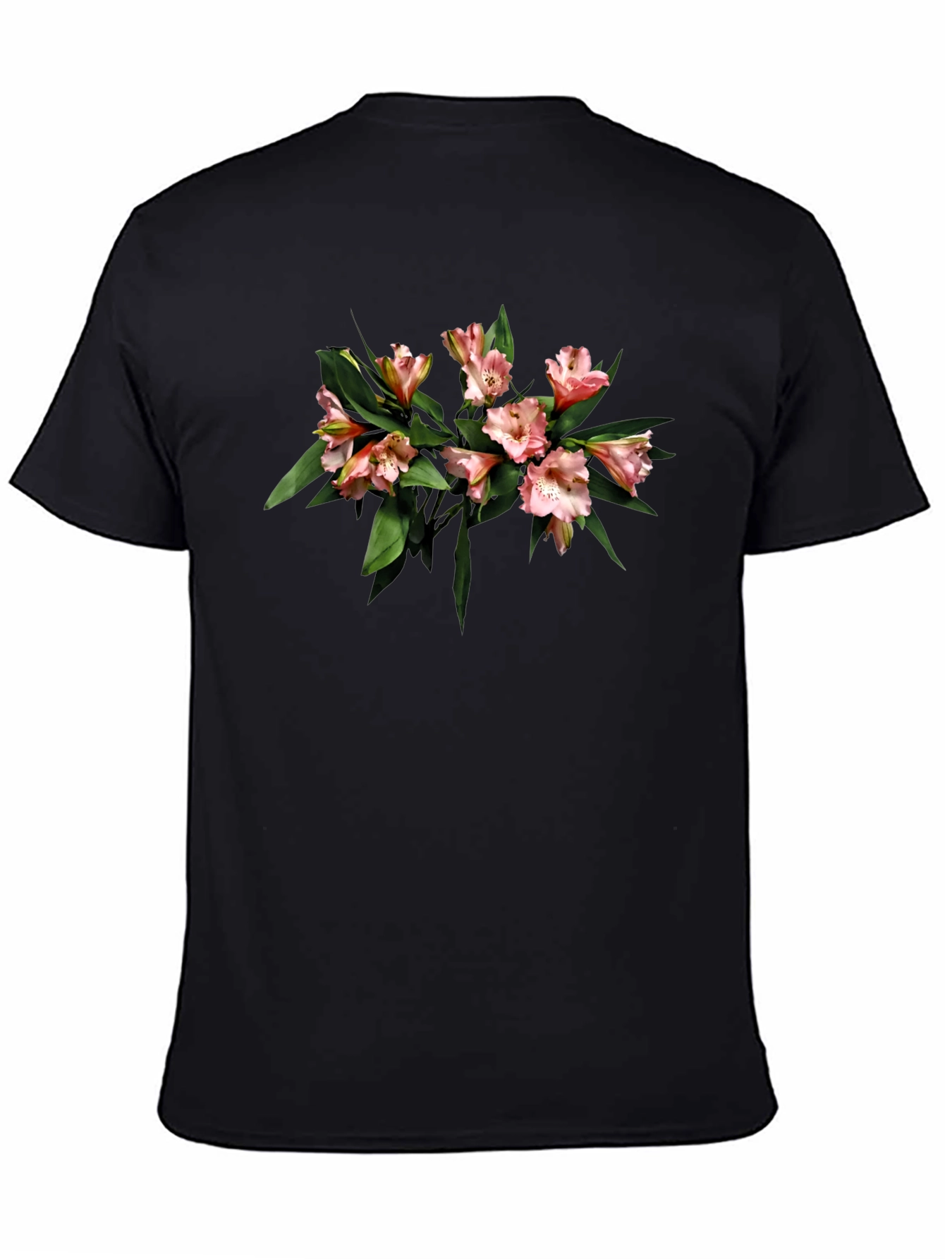Black Floral Print Black T-Shirt - Casual Style view 4