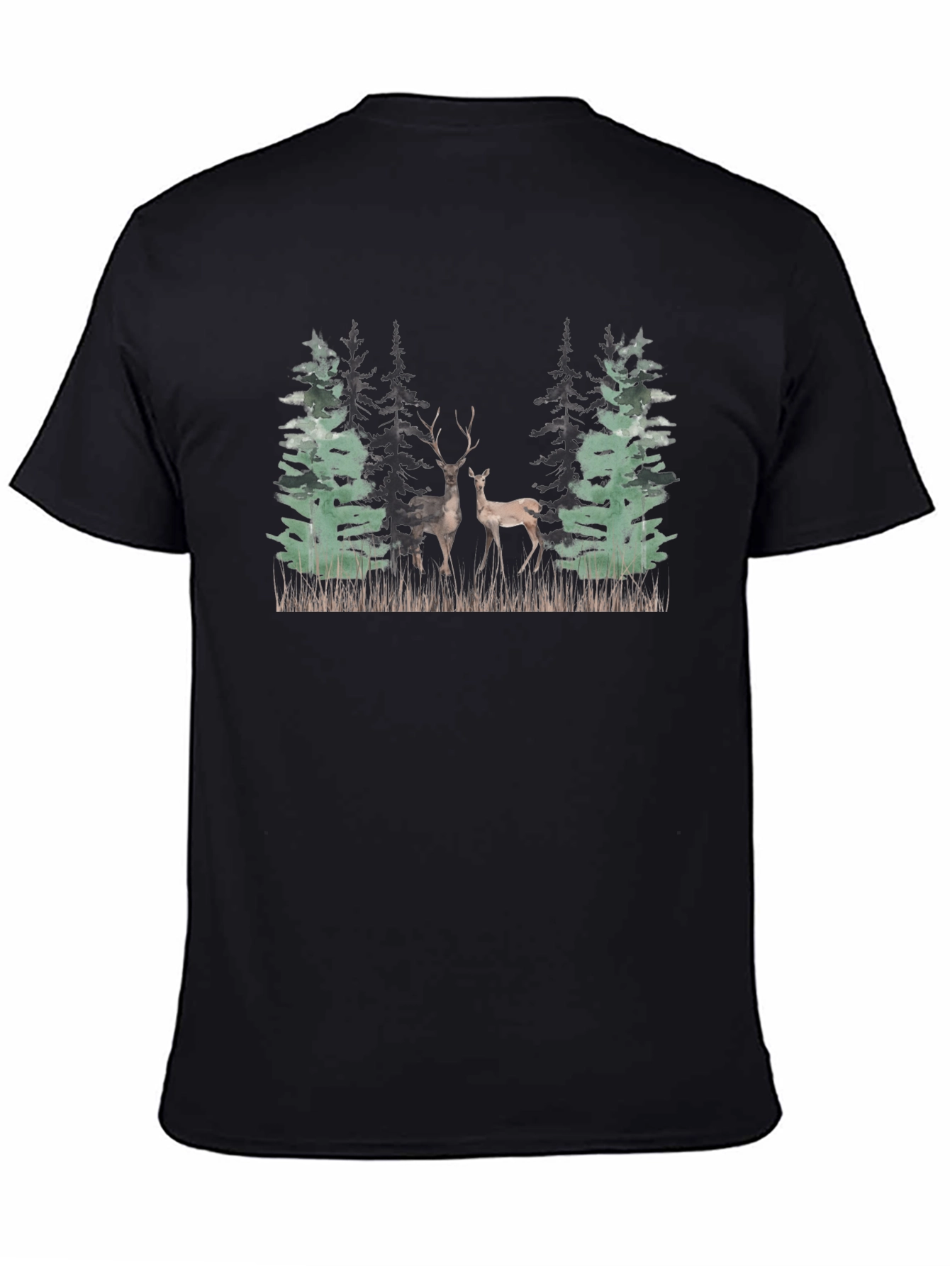 Black Deer Forest Graphic T-Shirt - Nature Inspired Tee view 4