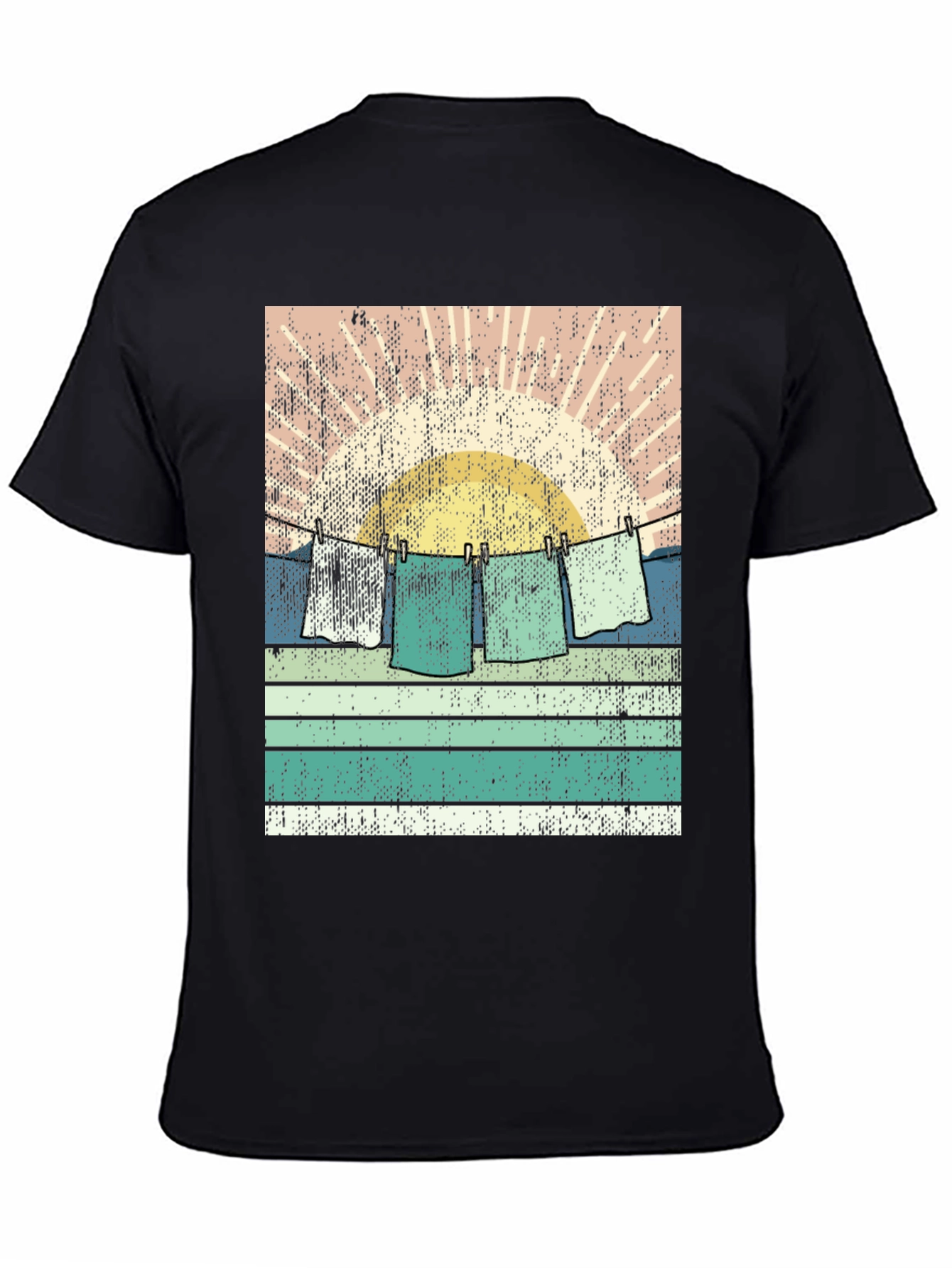 Black Retro Sunset Laundry T-Shirt view 4