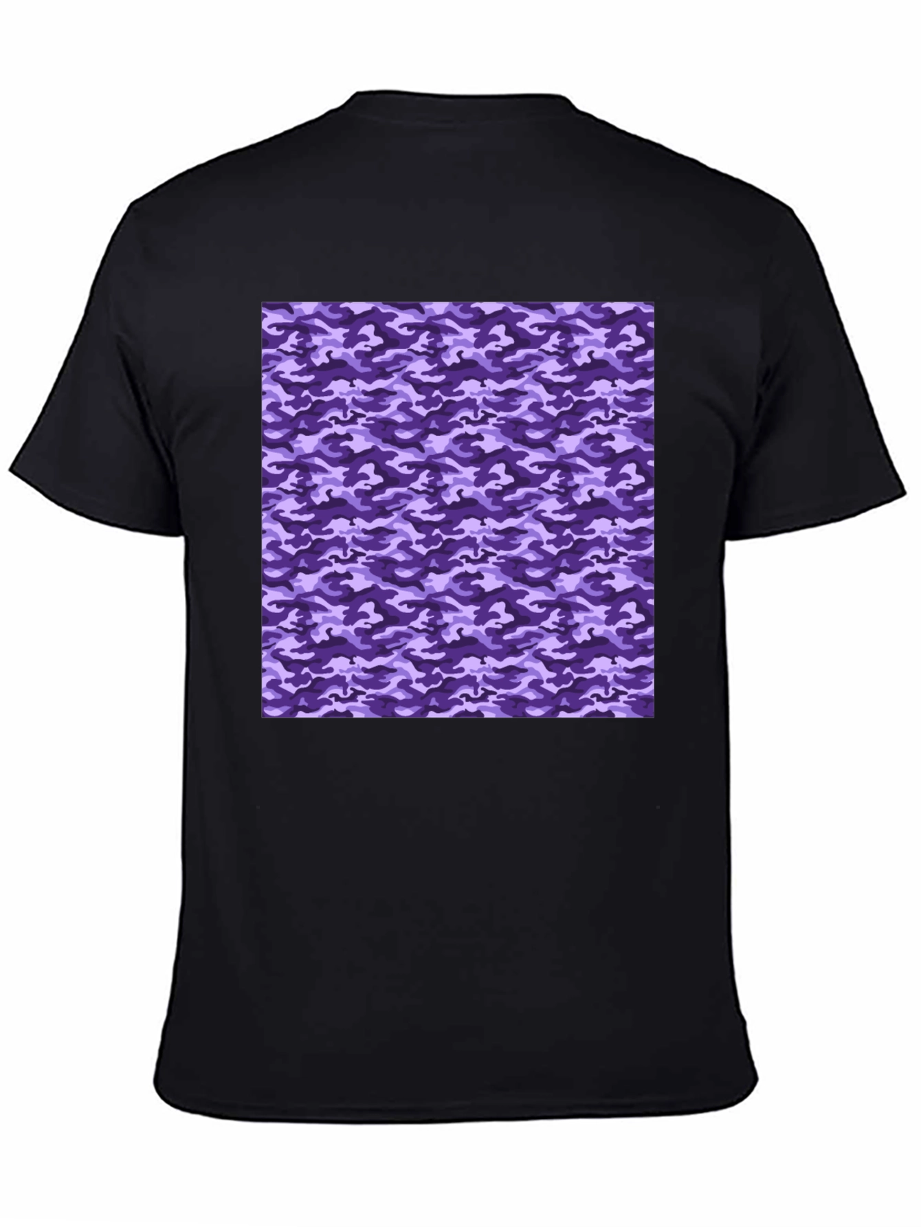 Black Purple Camo Print Black T-Shirt view 4