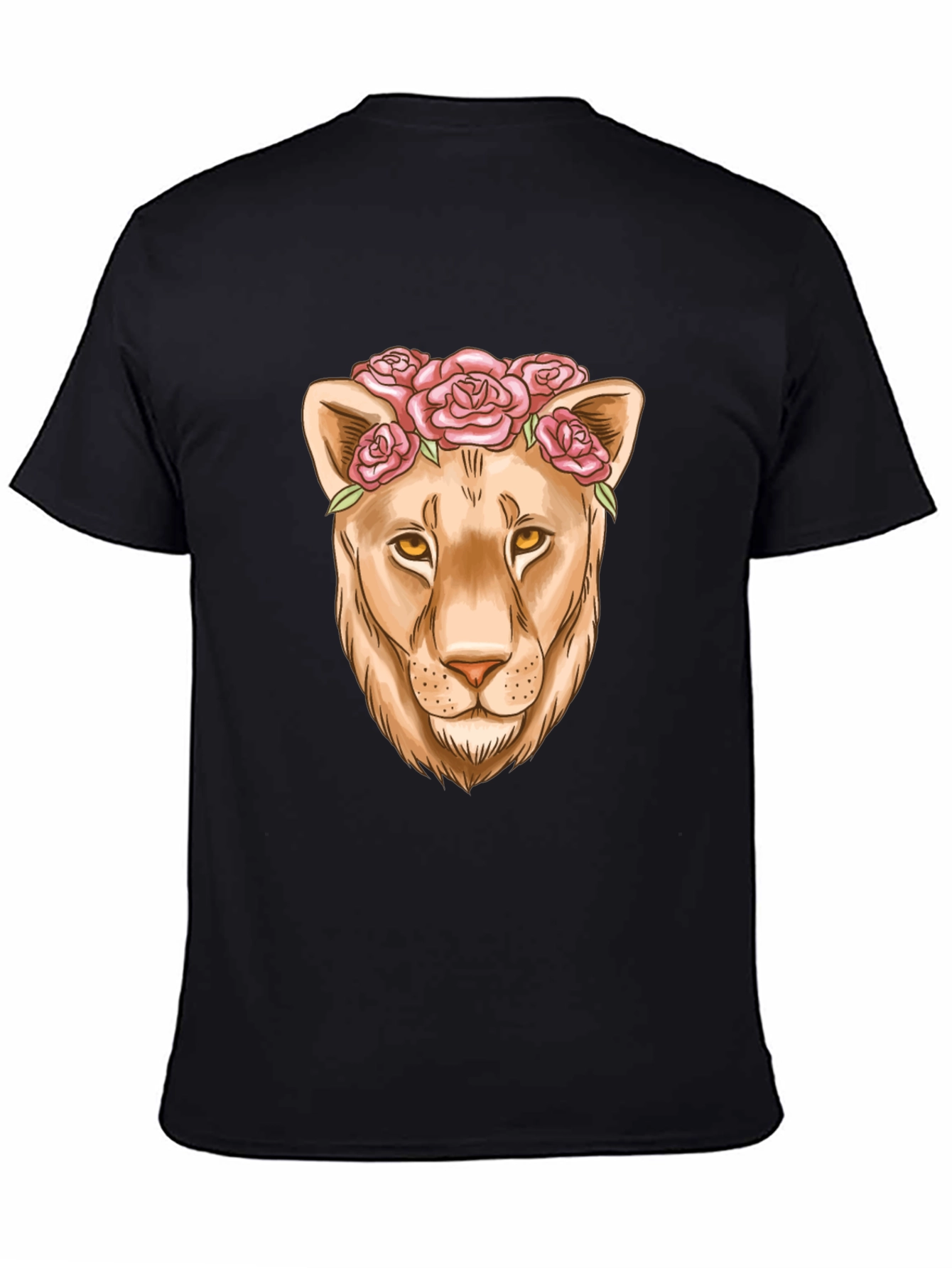 Black Lioness Flower Crown Graphic Tee - Black view 4