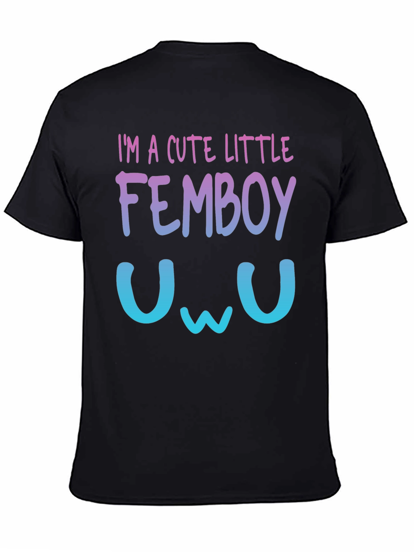 Black Cute Little Femboy T-Shirt - Gradient Design view 4