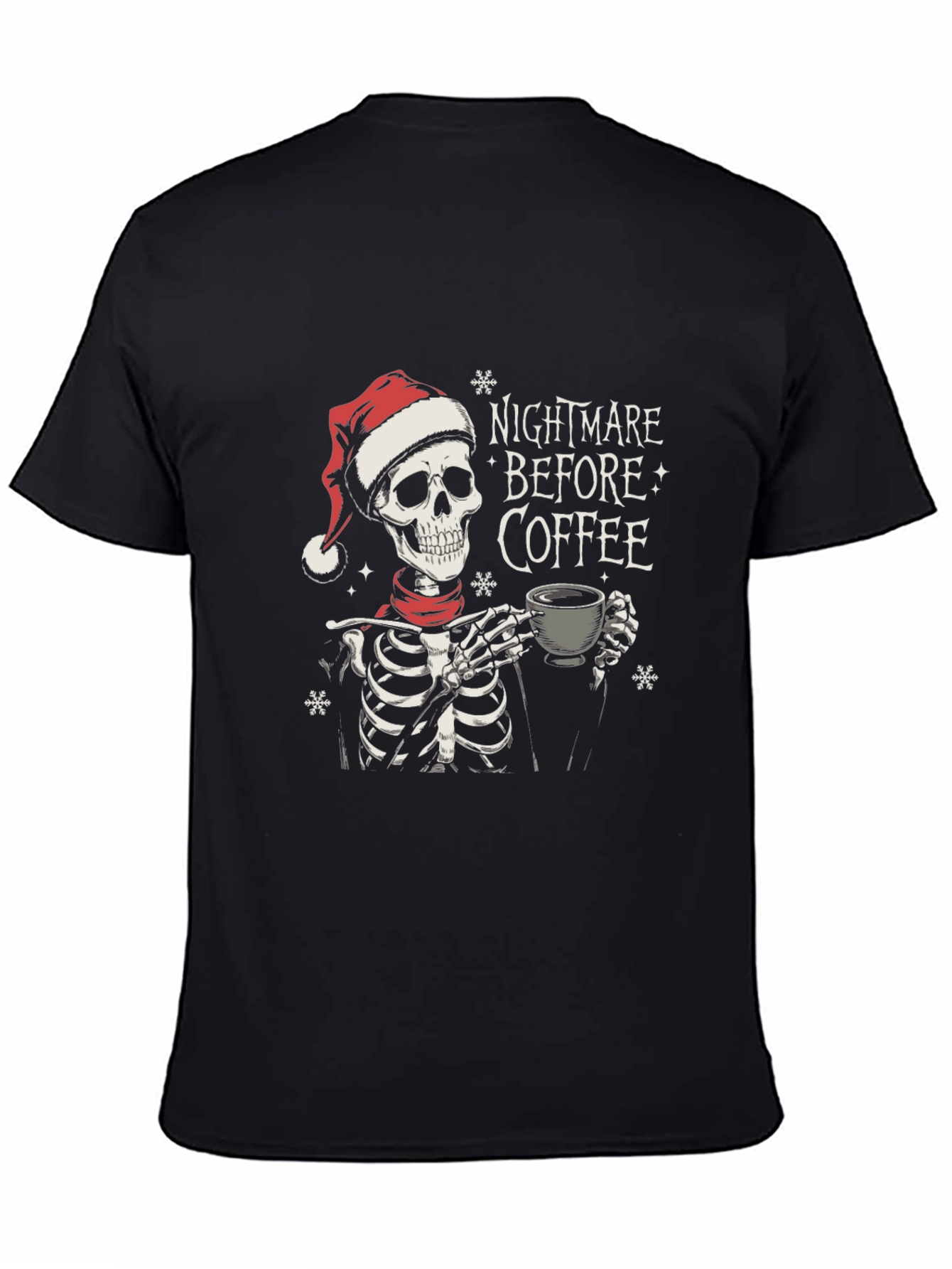 Black Nightmare Before Coffee Skeleton Holiday T-Shirt view 4