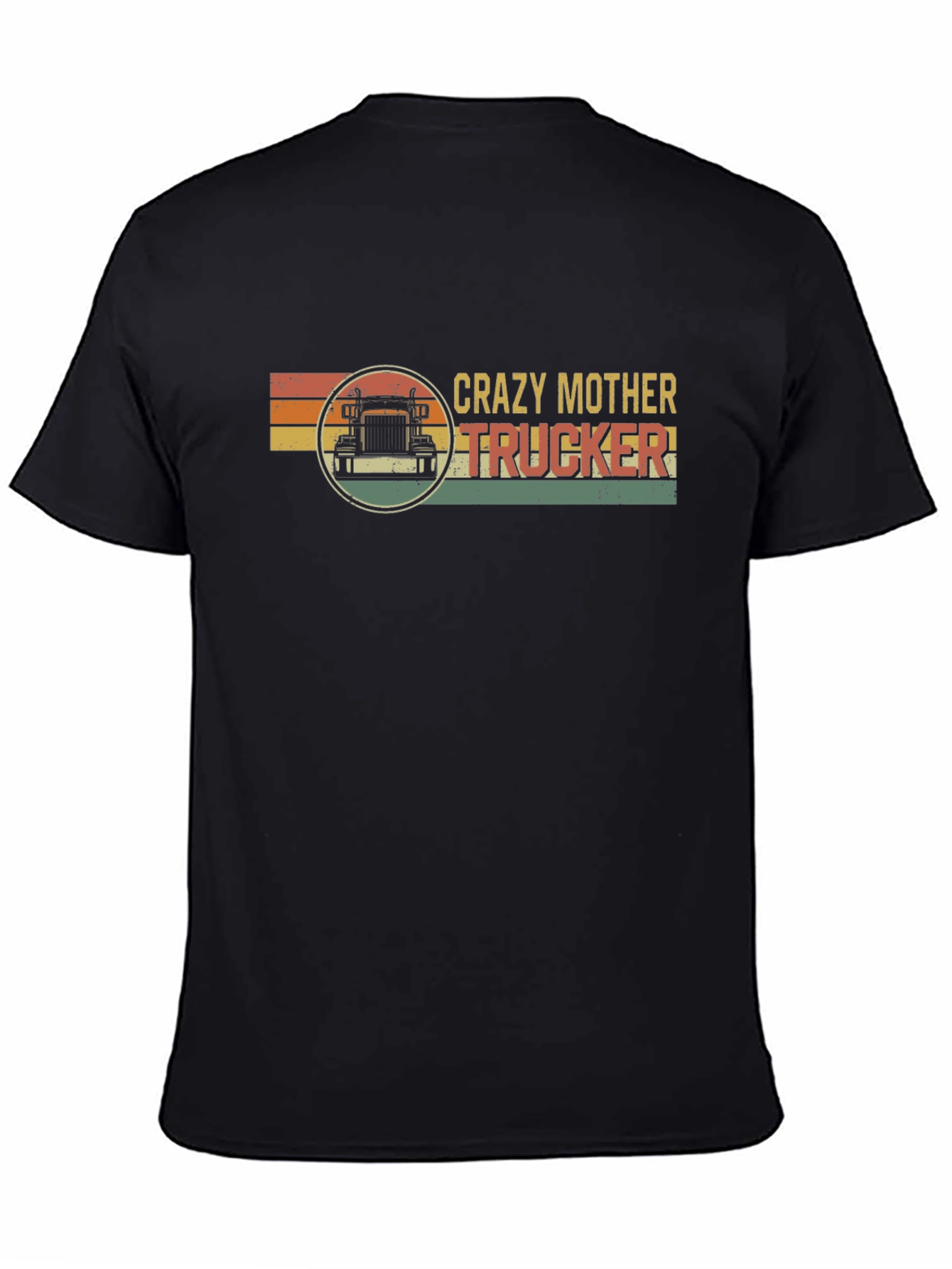 Black Crazy Mother Trucker T-Shirt - Vintage Style view 4