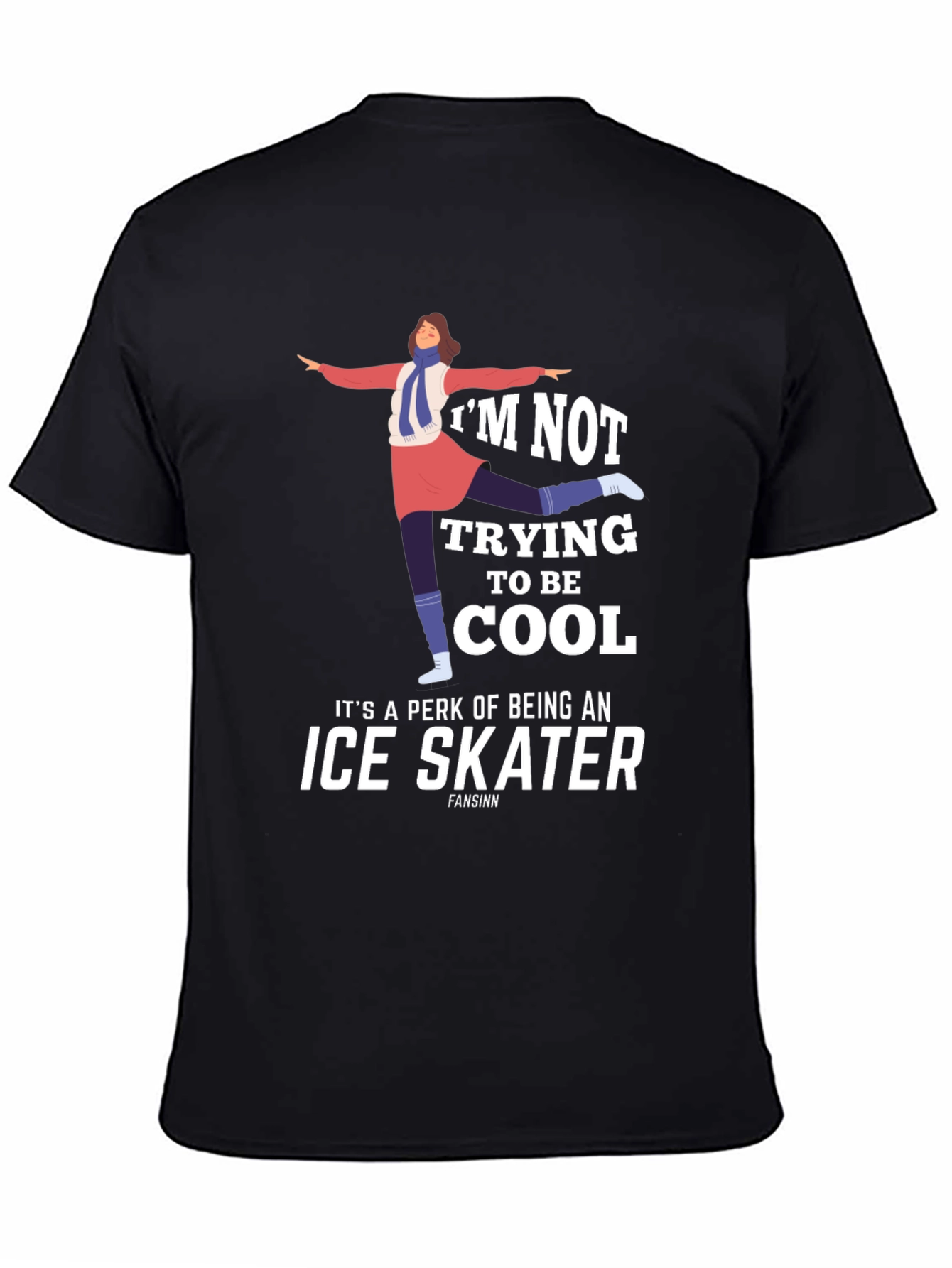 Black Cool Ice Skater Graphic Tee Shirt view 4