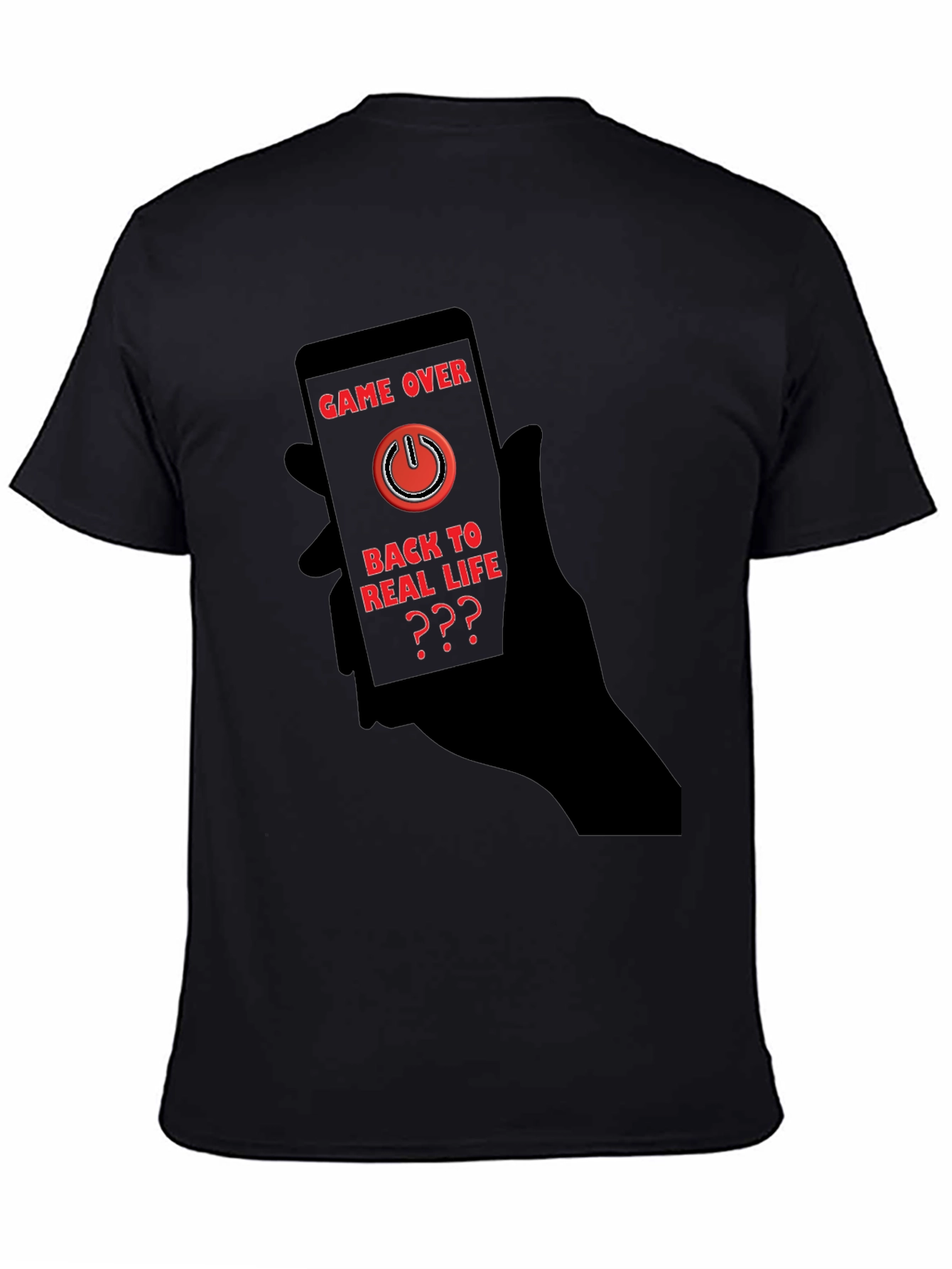 Black Game Over Black T-Shirt - Back to Real Life? view 4