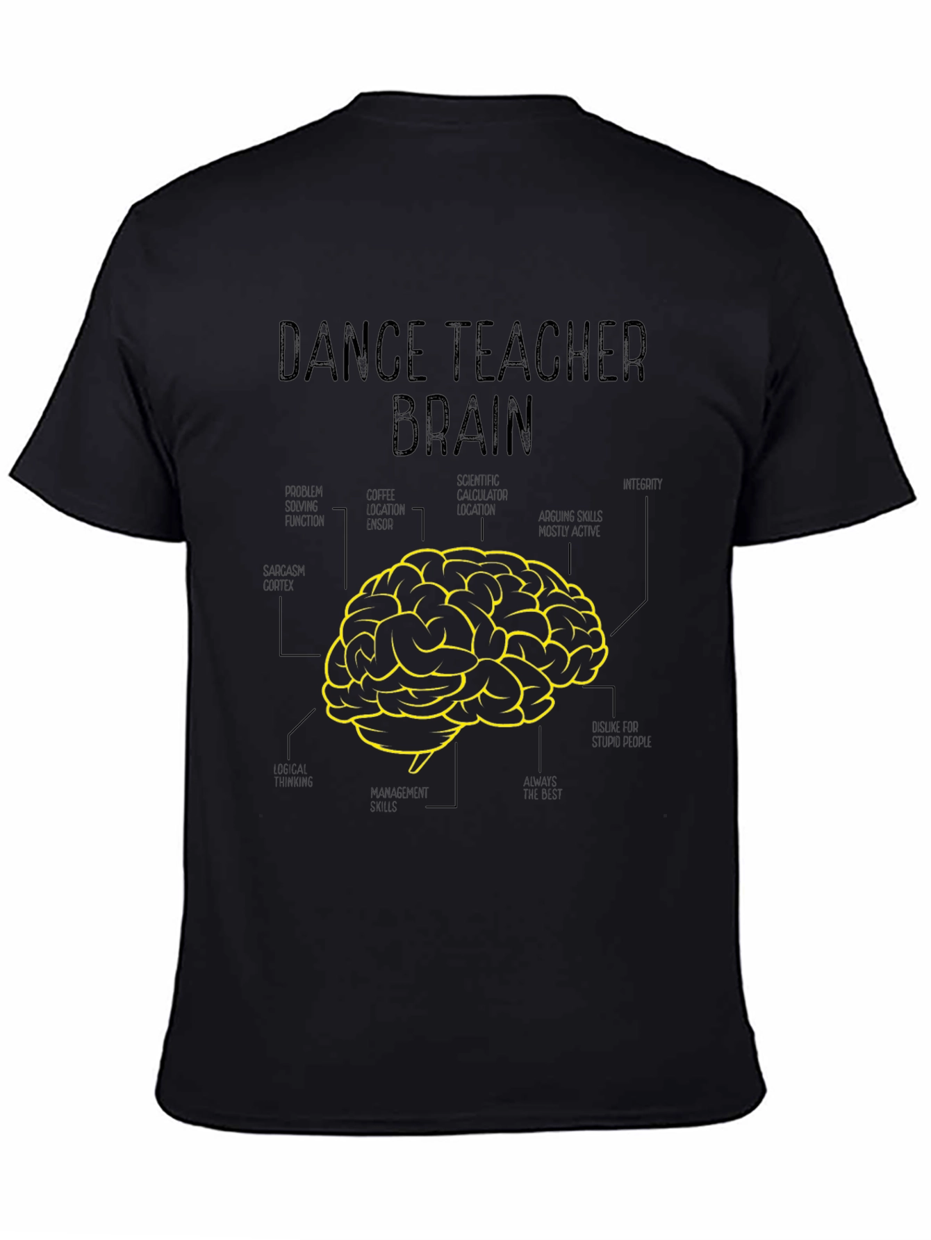 Black Dance Teacher Brain T-Shirt - Funny Teaching Gift view 4