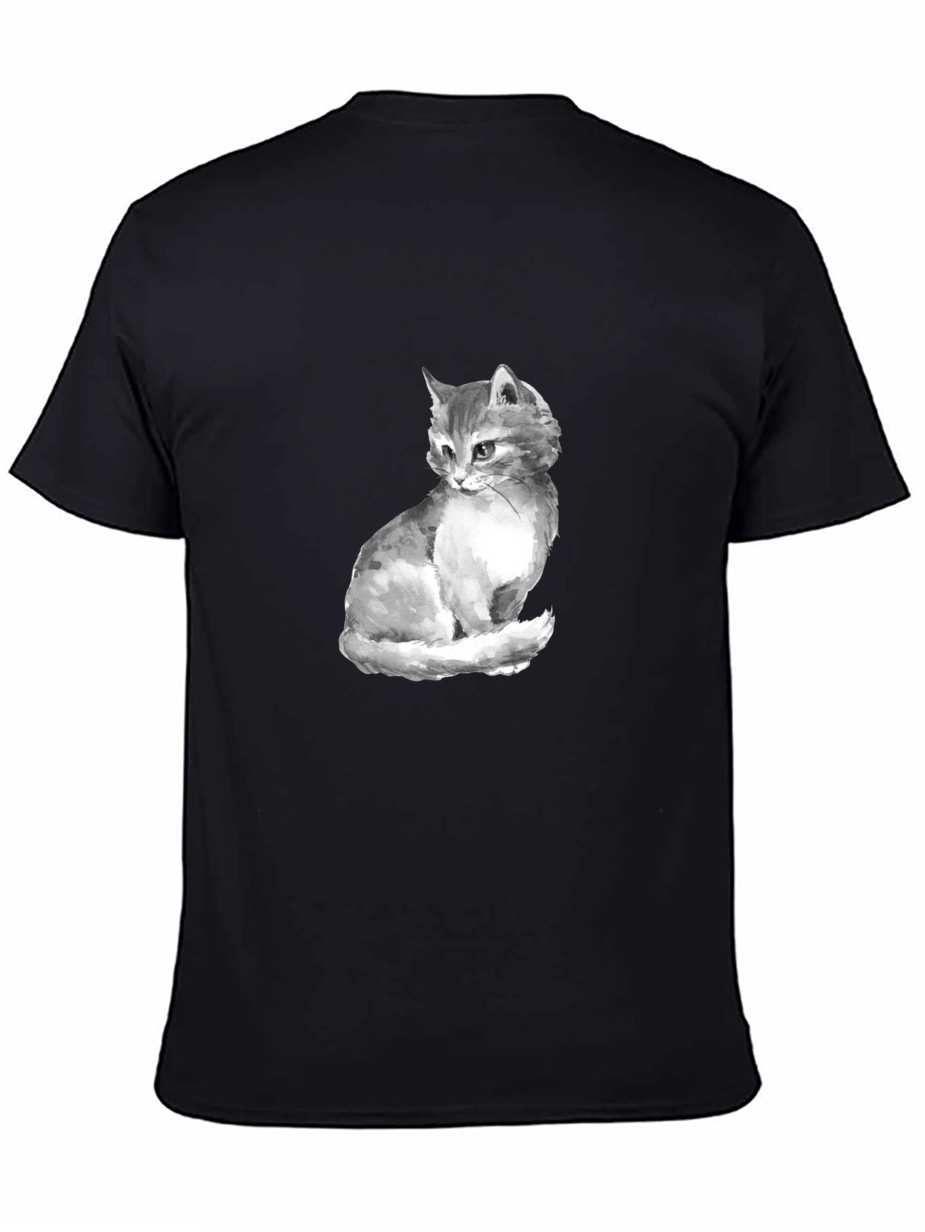 Black Cat Portrait Graphic Tee - Black Unisex T-Shirt view 4