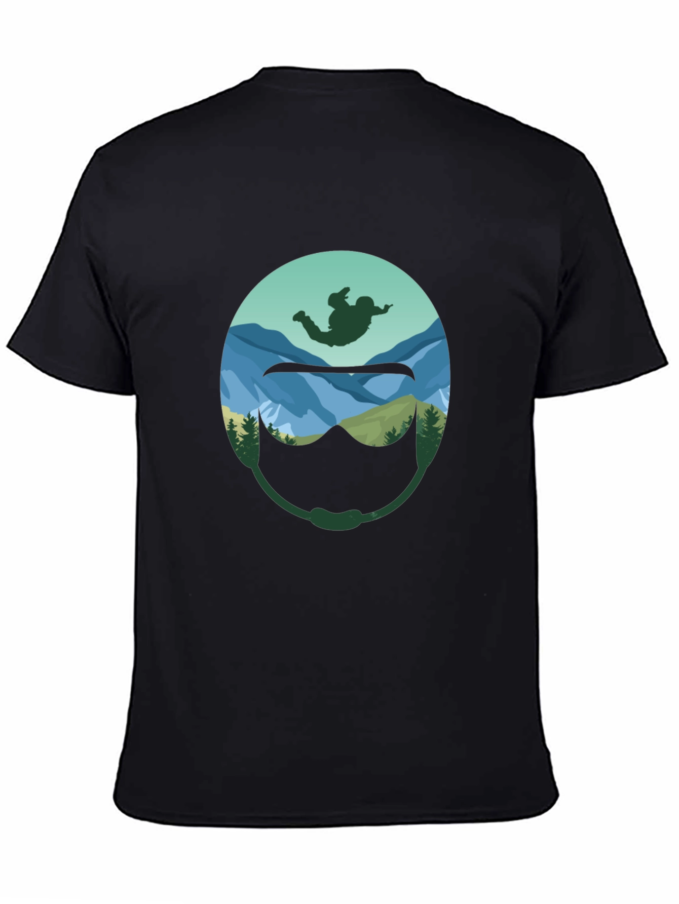 Black Skydiver Helmet Graphic T-Shirt view 4