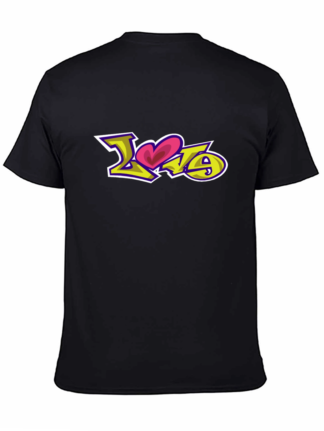 Black Love Graffiti Graphic Black T-Shirt view 4