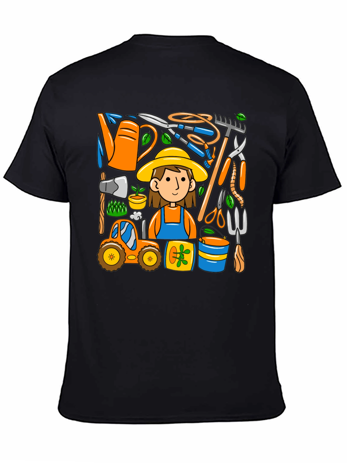 Black Gardening Tools Graphic Tee view 4