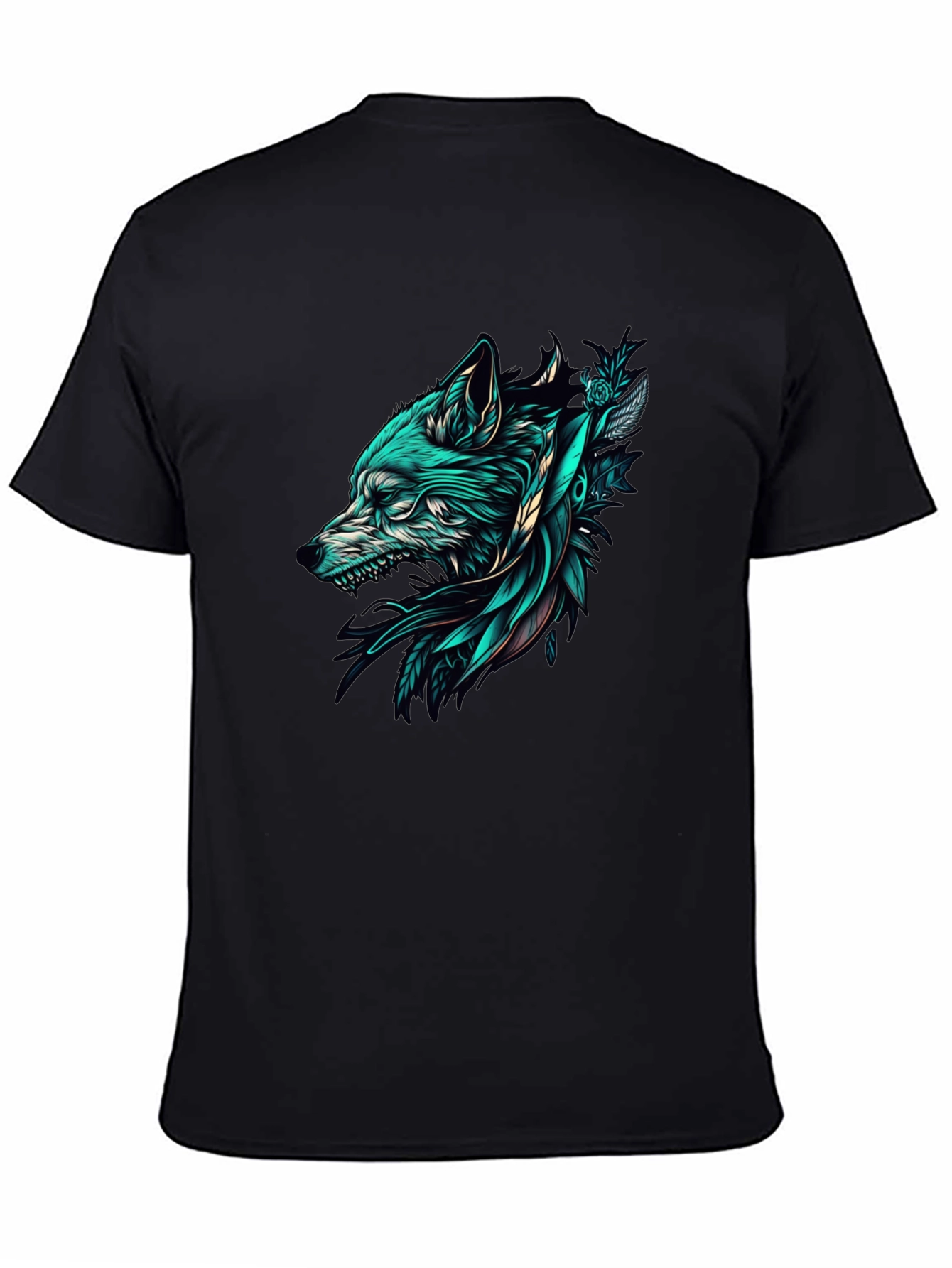 Black Wolf Graphic Tee - Stylish Black T-Shirt view 4