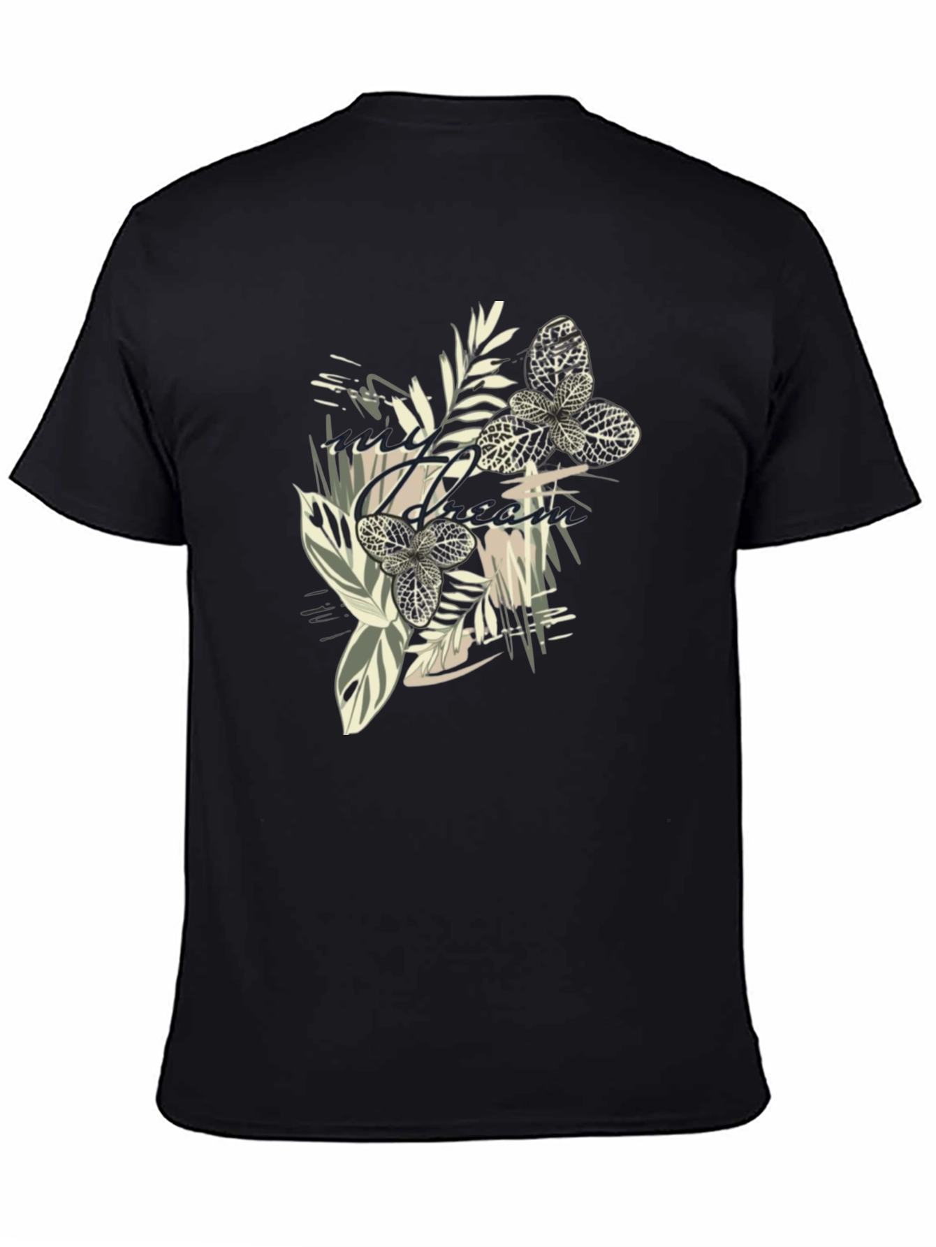 Black Botanical Print Black T-Shirt view 4