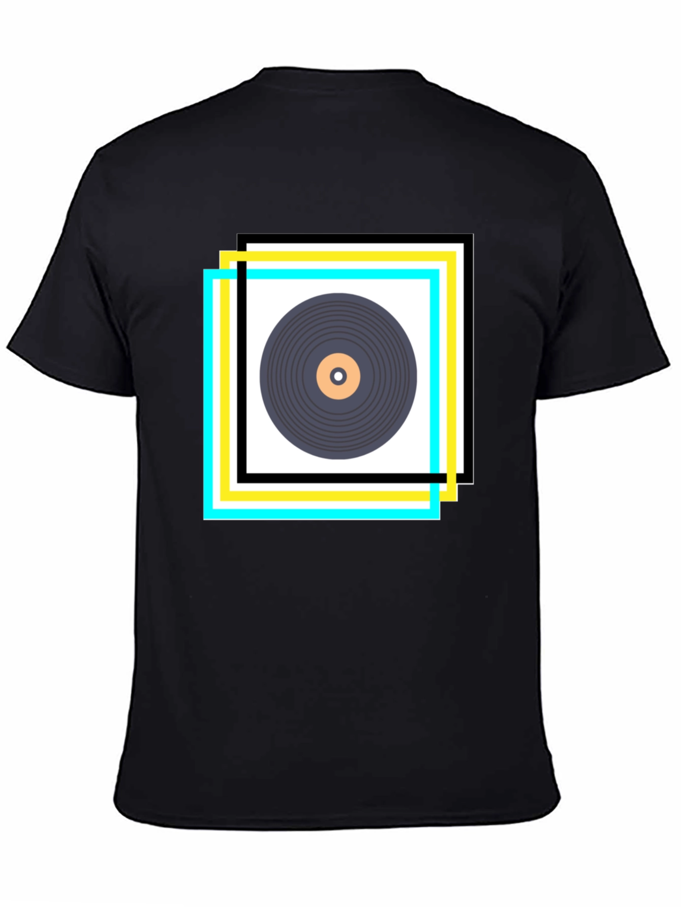 Black Retro Vinyl Record Graphic Tee view 4