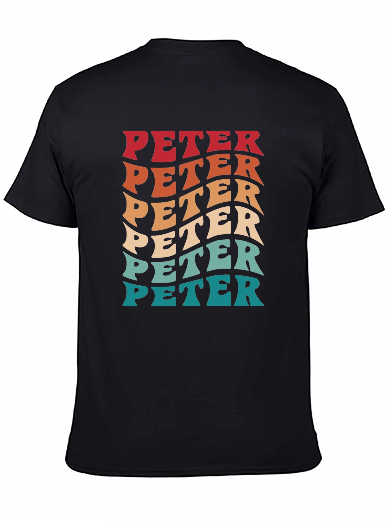 Black Retro 'PETER' Graphic Tee - Cool Personalized T-Shirt view 4