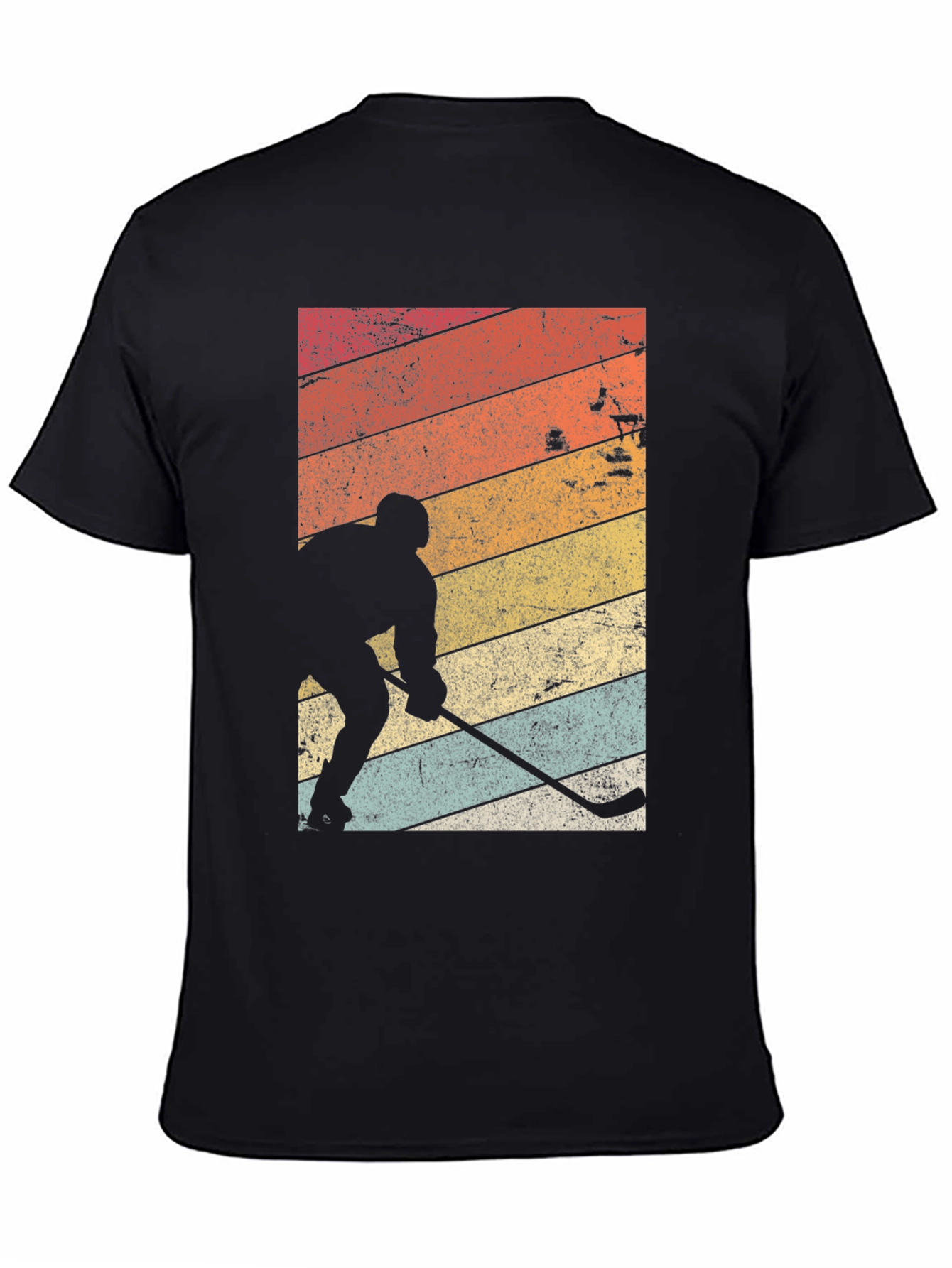Black Retro Hockey Player Graphic T-Shirt view 4