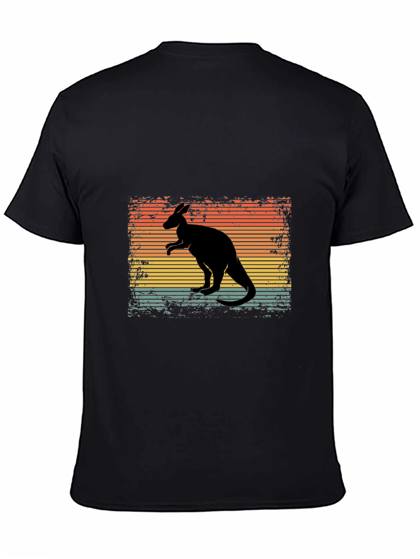 Black Retro Kangaroo Graphic T-Shirt view 4